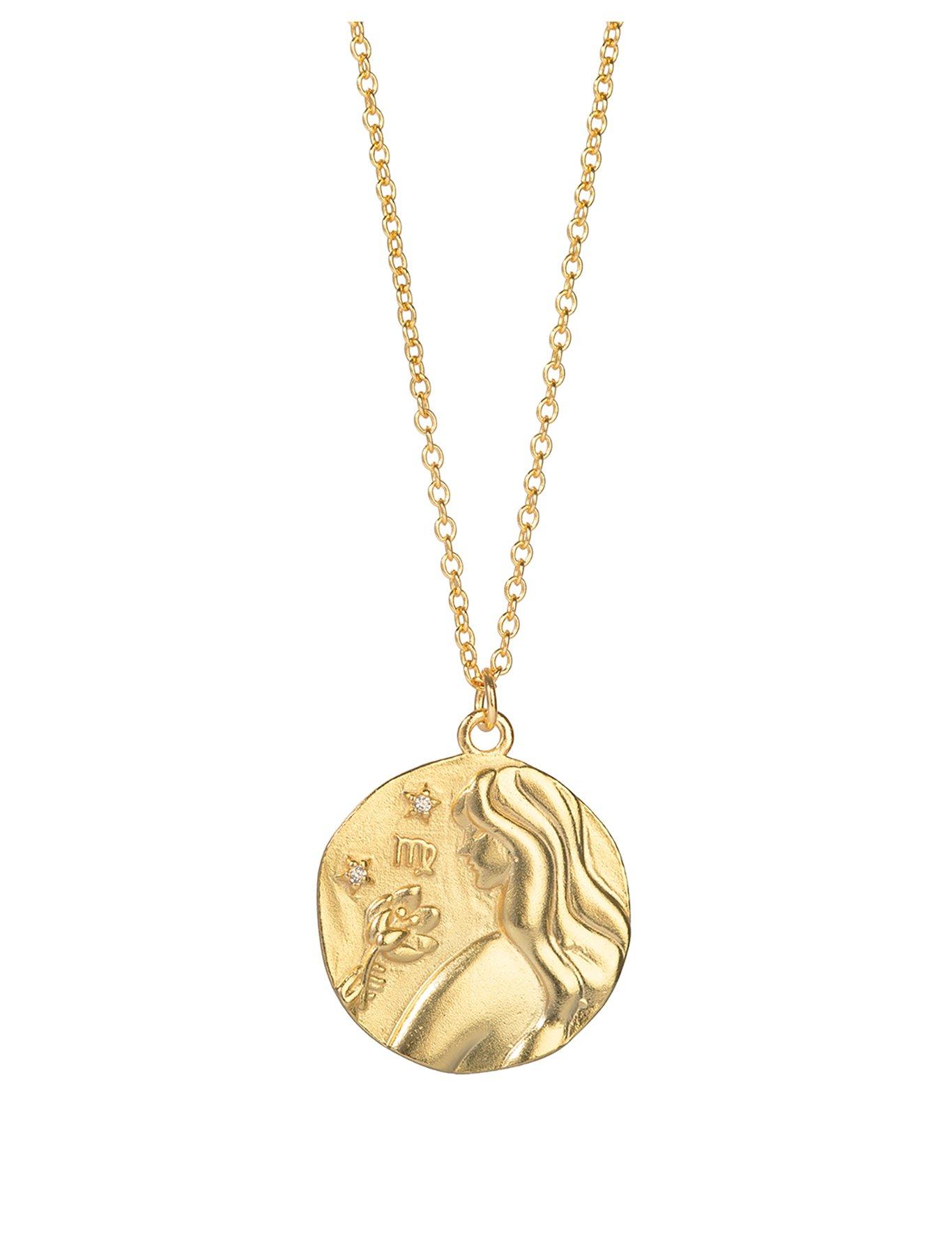 The Love Collection Gold Plated Sterling Silver Zodiac CZ Pendant