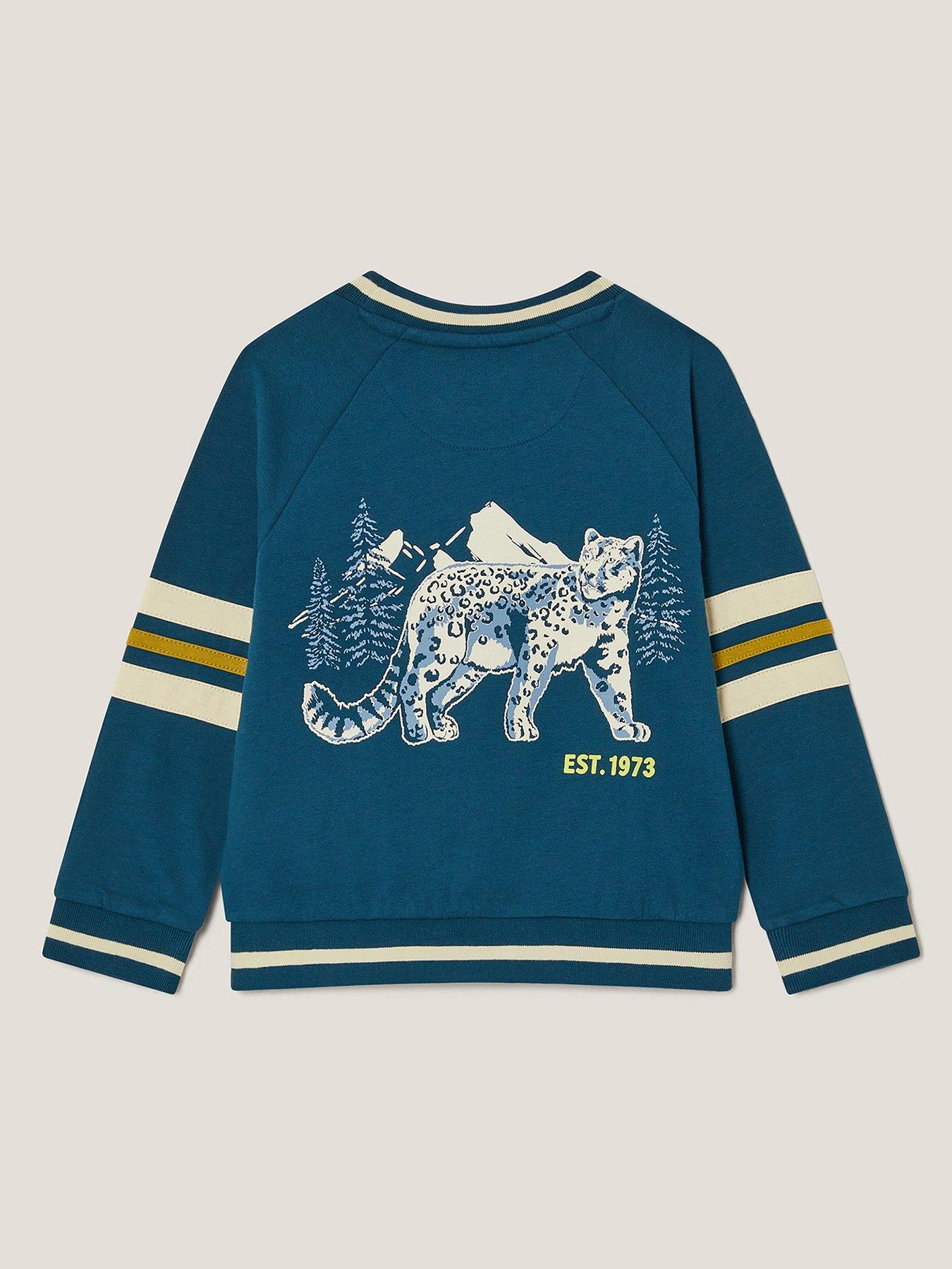 Image 2 of 3 of Monsoon Boys Snow Leopard Sweat Top - Blue