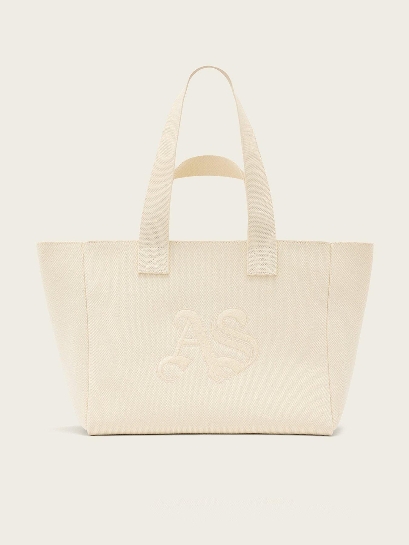 Image 1 of 5 of AllSaints Izzy Medium Tote Bag - Off White