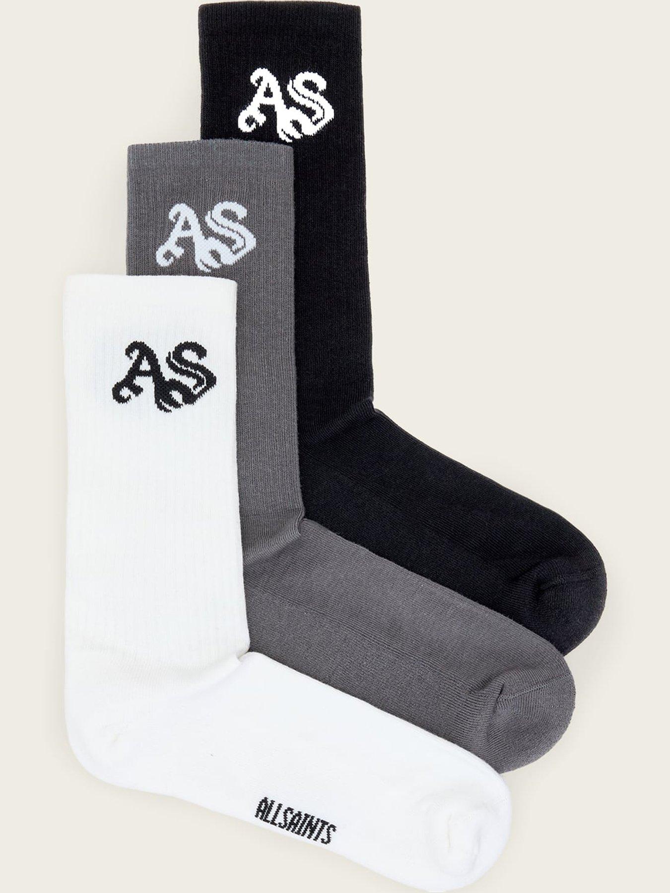 AllSaints Gothic As Socks 3Pk - Black/Grey/White