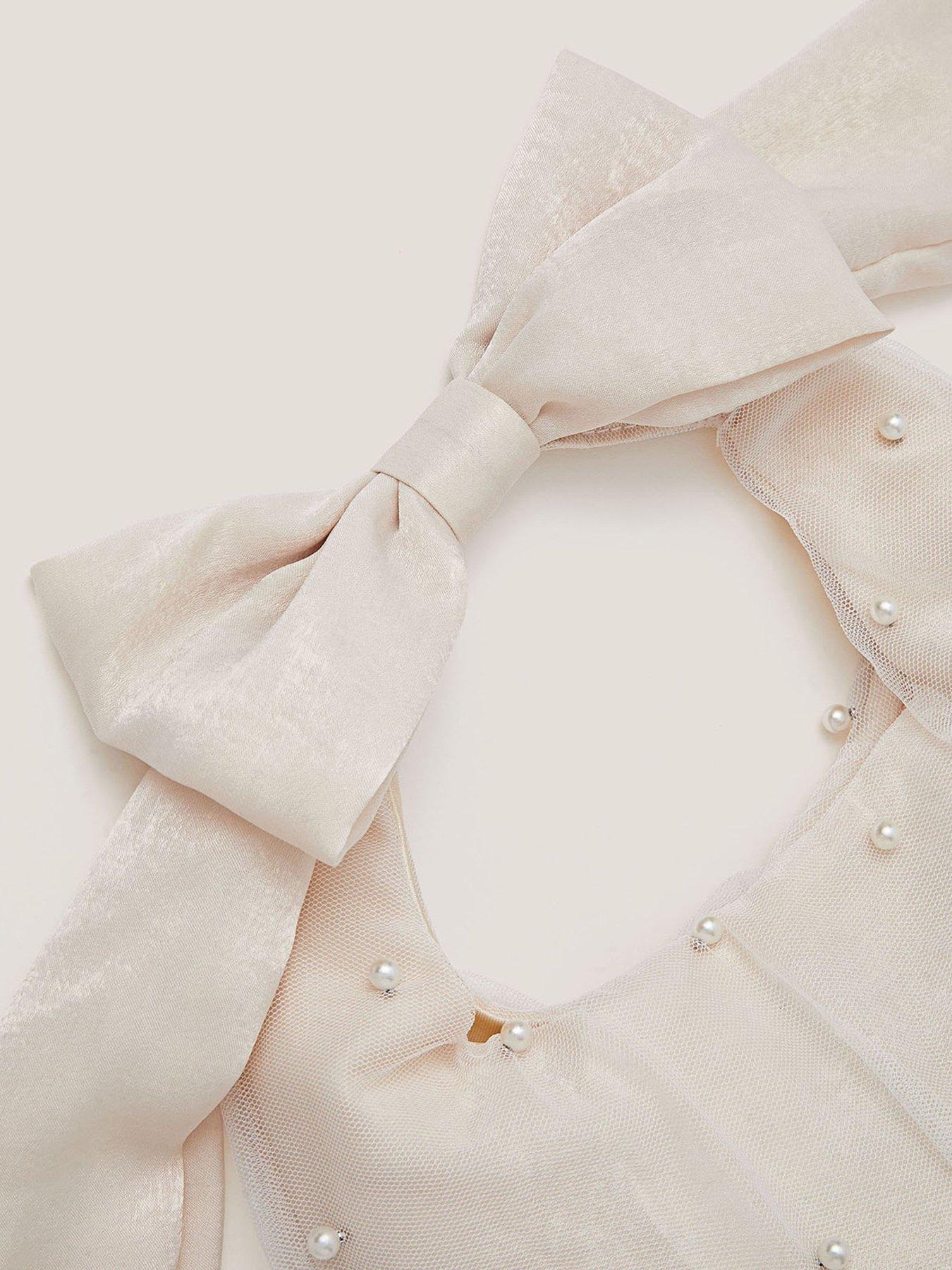 Image 3 of 3 of Monsoon Girls Tulle Long Handle Bow Bag - Light Cream