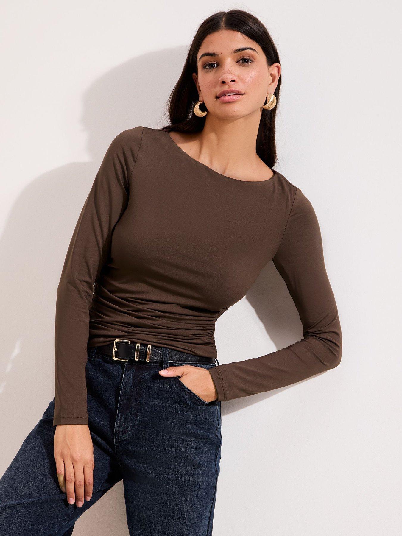 friends-like-these-ruched-sided-long-sleeve-top-brownback