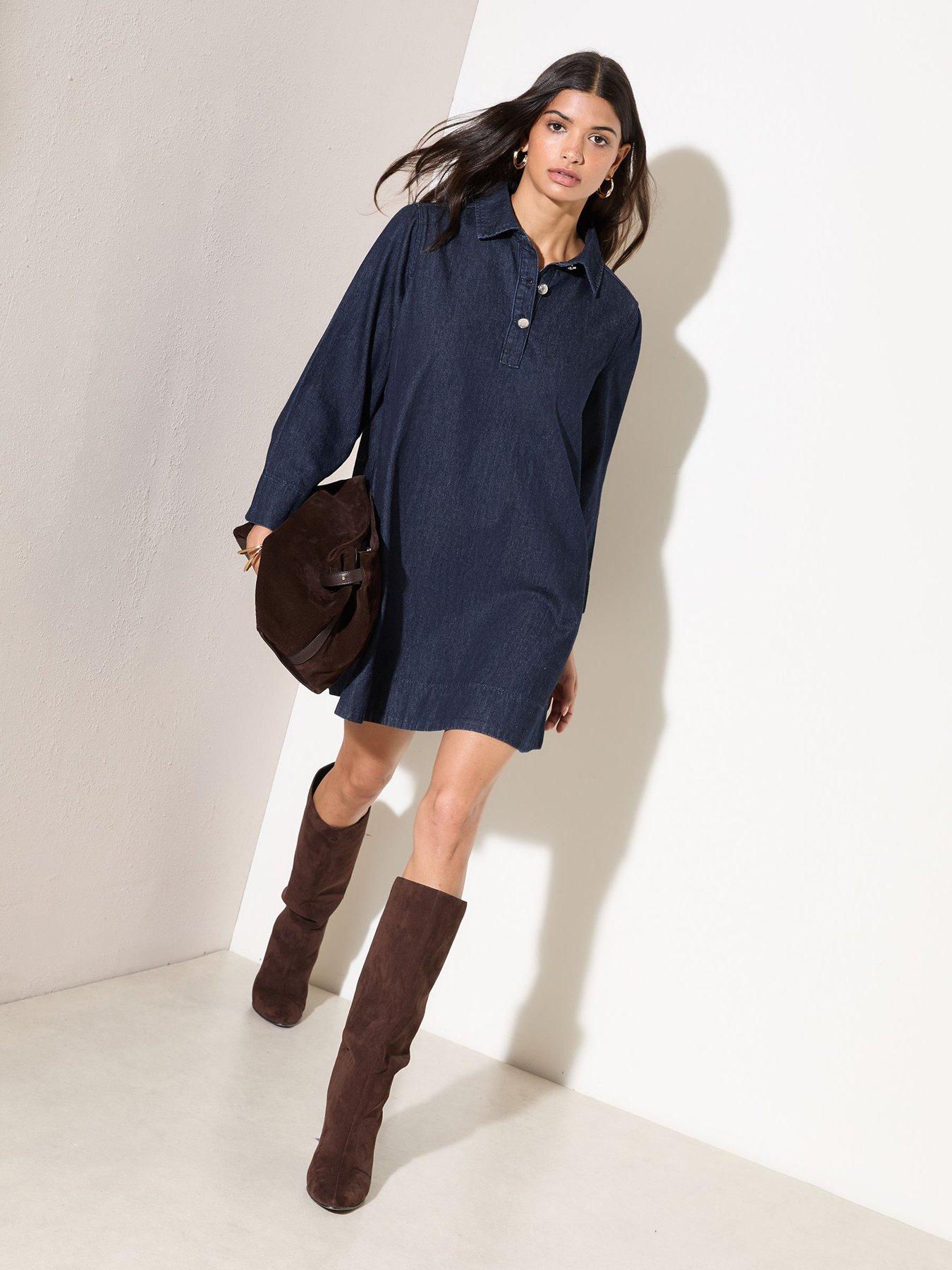 friends-like-these-denim-trapeze-long-sleeve-mini-dress-blue