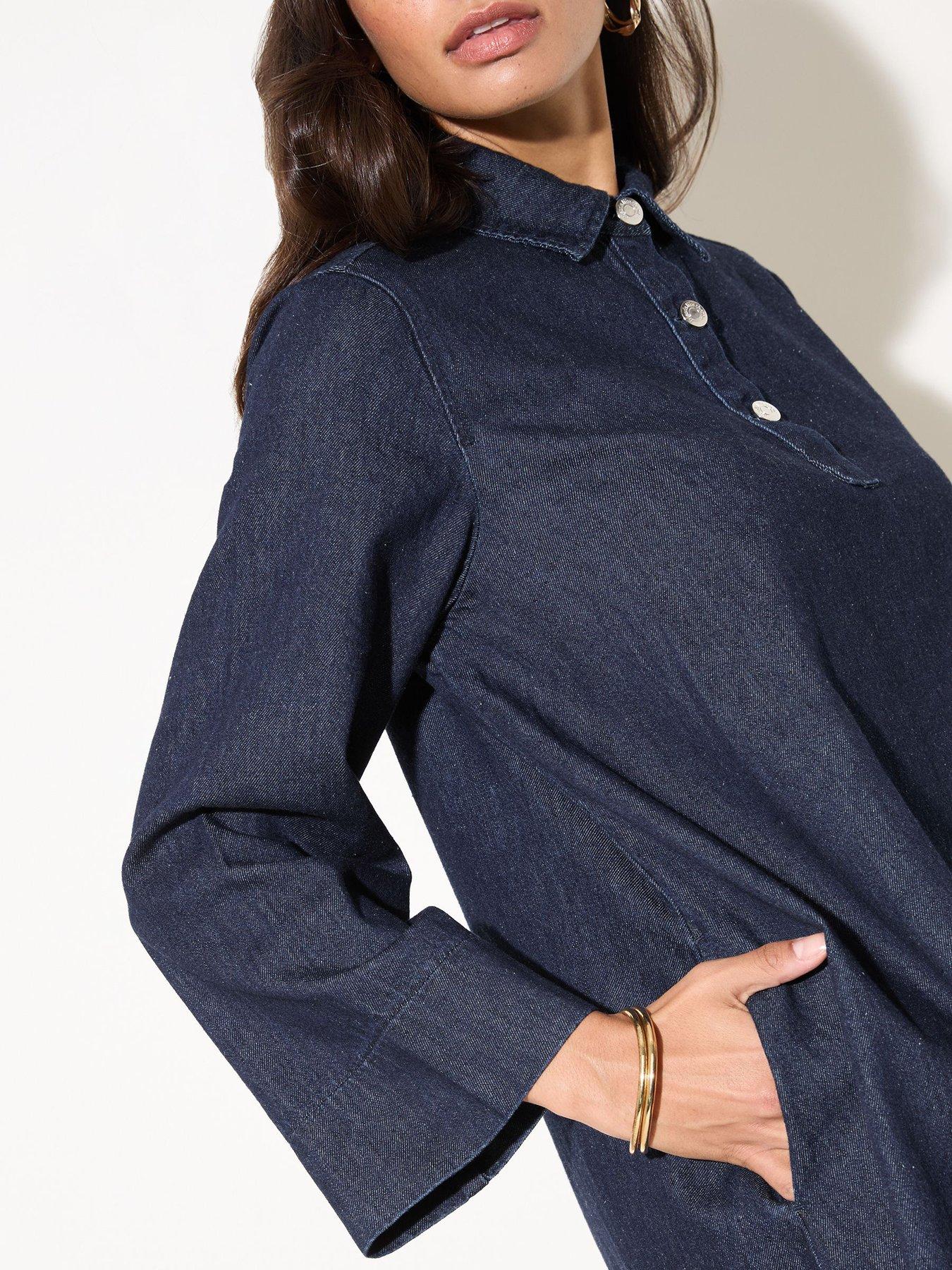 friends-like-these-denim-trapeze-long-sleeve-mini-dress-bluedetail