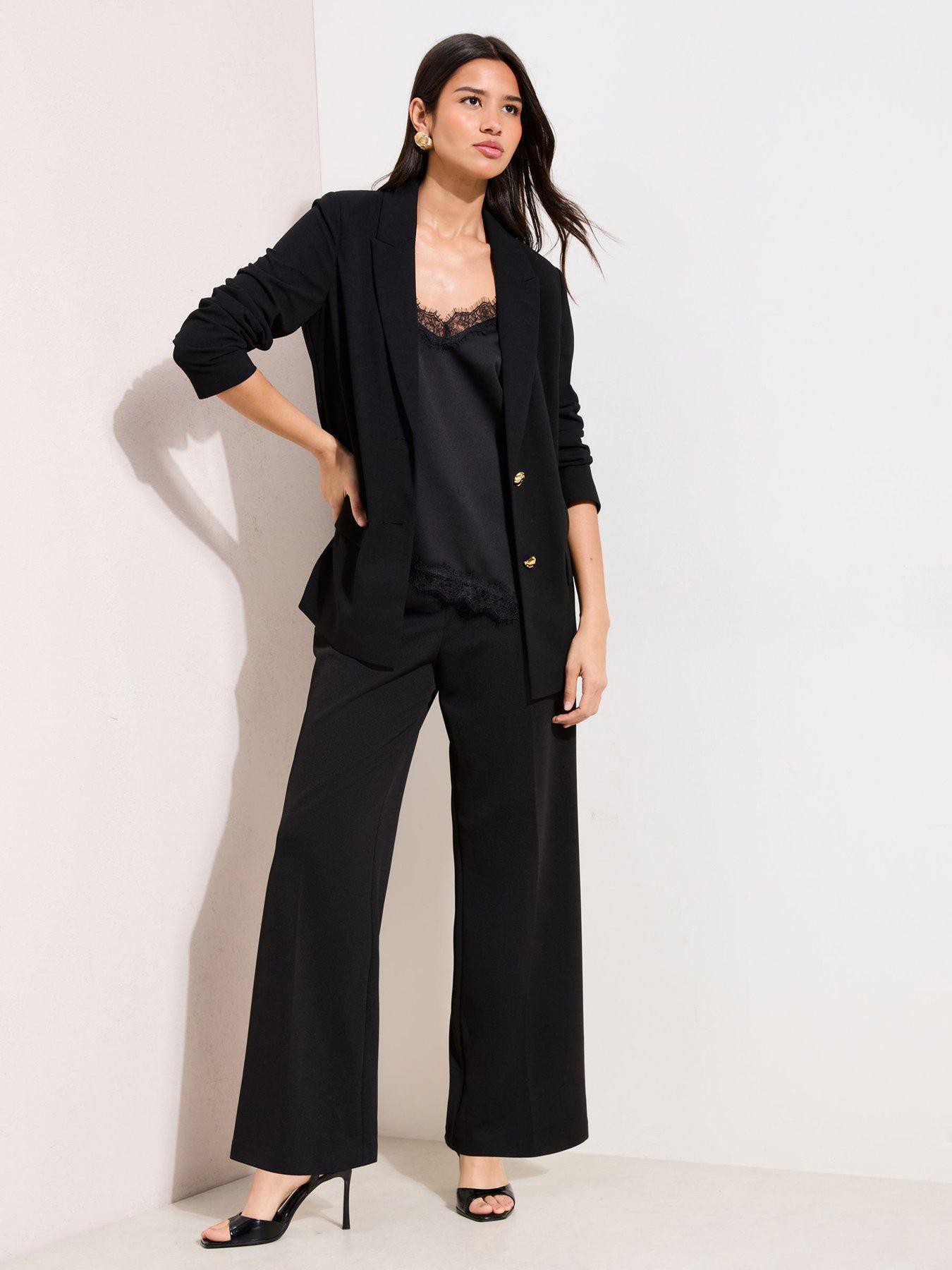 Image 3 of 4 of Friends Like These Tab Wide Leg Trouser - Black