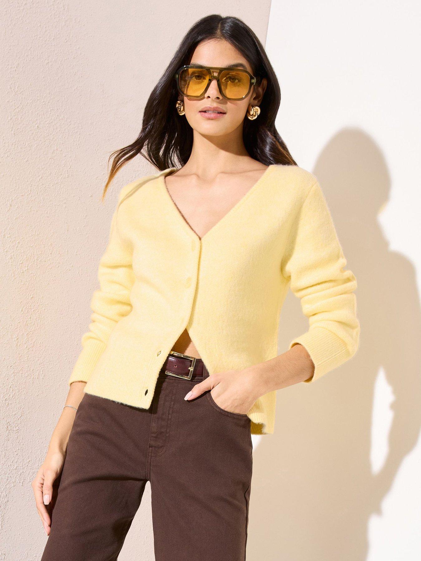Friends Like These V Neck Knitted Cardigan - Yellow