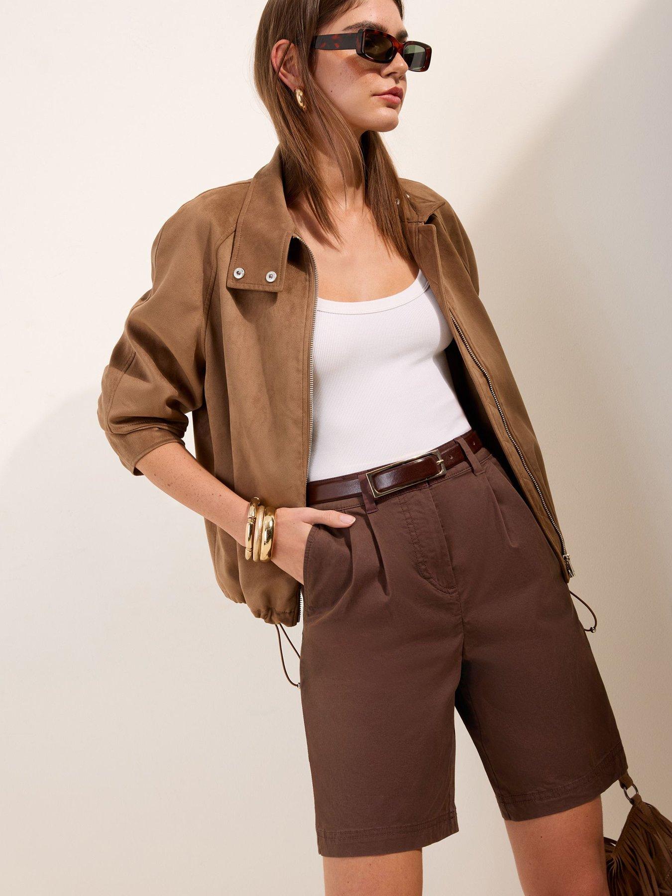 Image 4 of 5 of Friends Like These Pleat Front Chino Bermuda - Brown