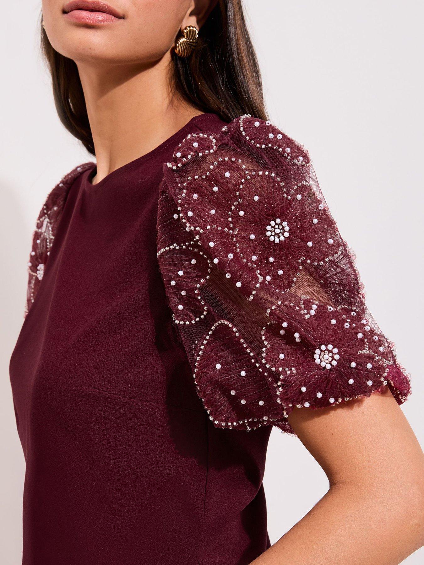 Image 3 of 4 of Friends Like These Puff Sleeve T-Shirt - Burgundy