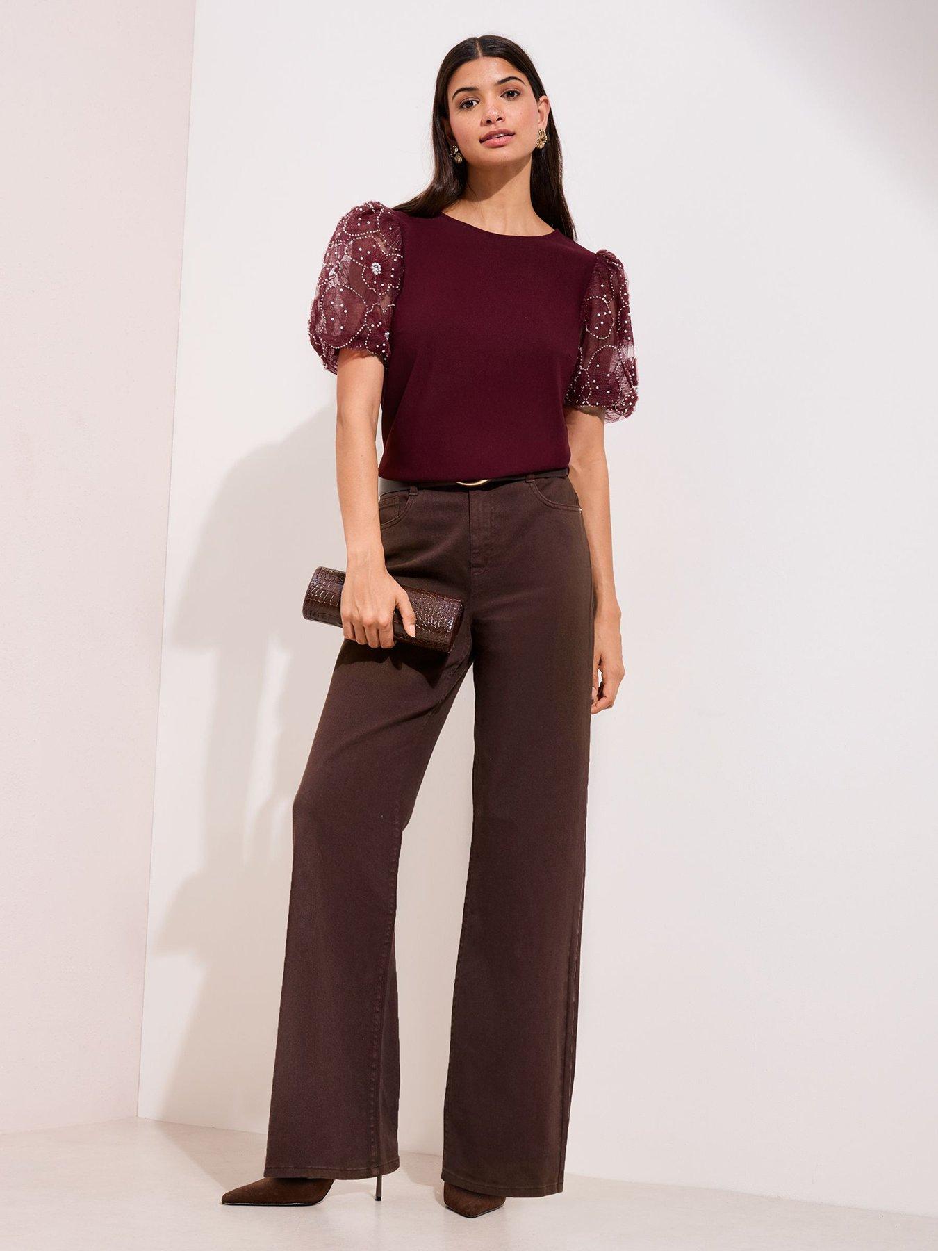 Image 4 of 4 of Friends Like These Puff Sleeve T-Shirt - Burgundy