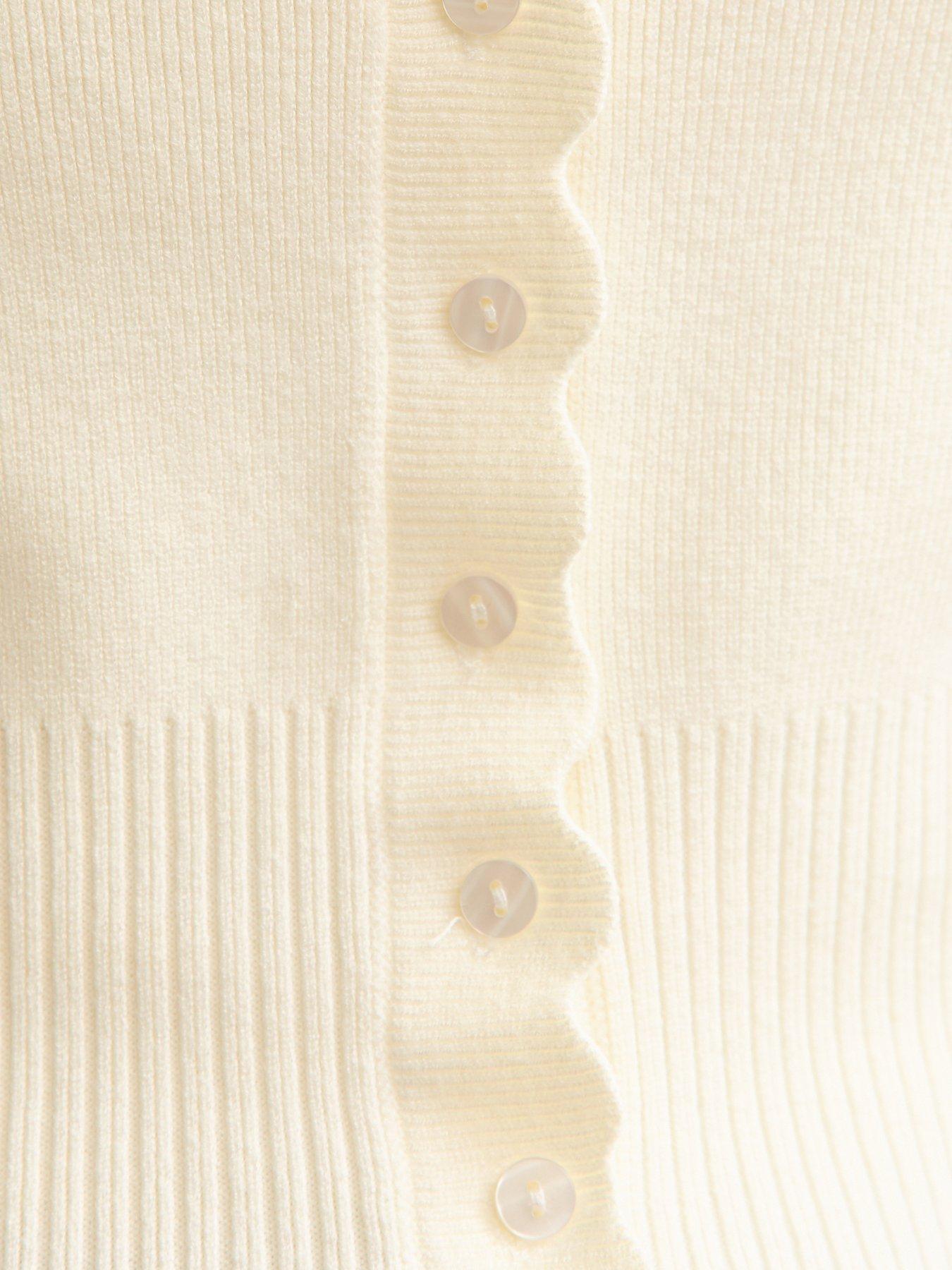 Image 5 of 5 of New Look Scalloped Trim Compact Knit Cardigan - Cream