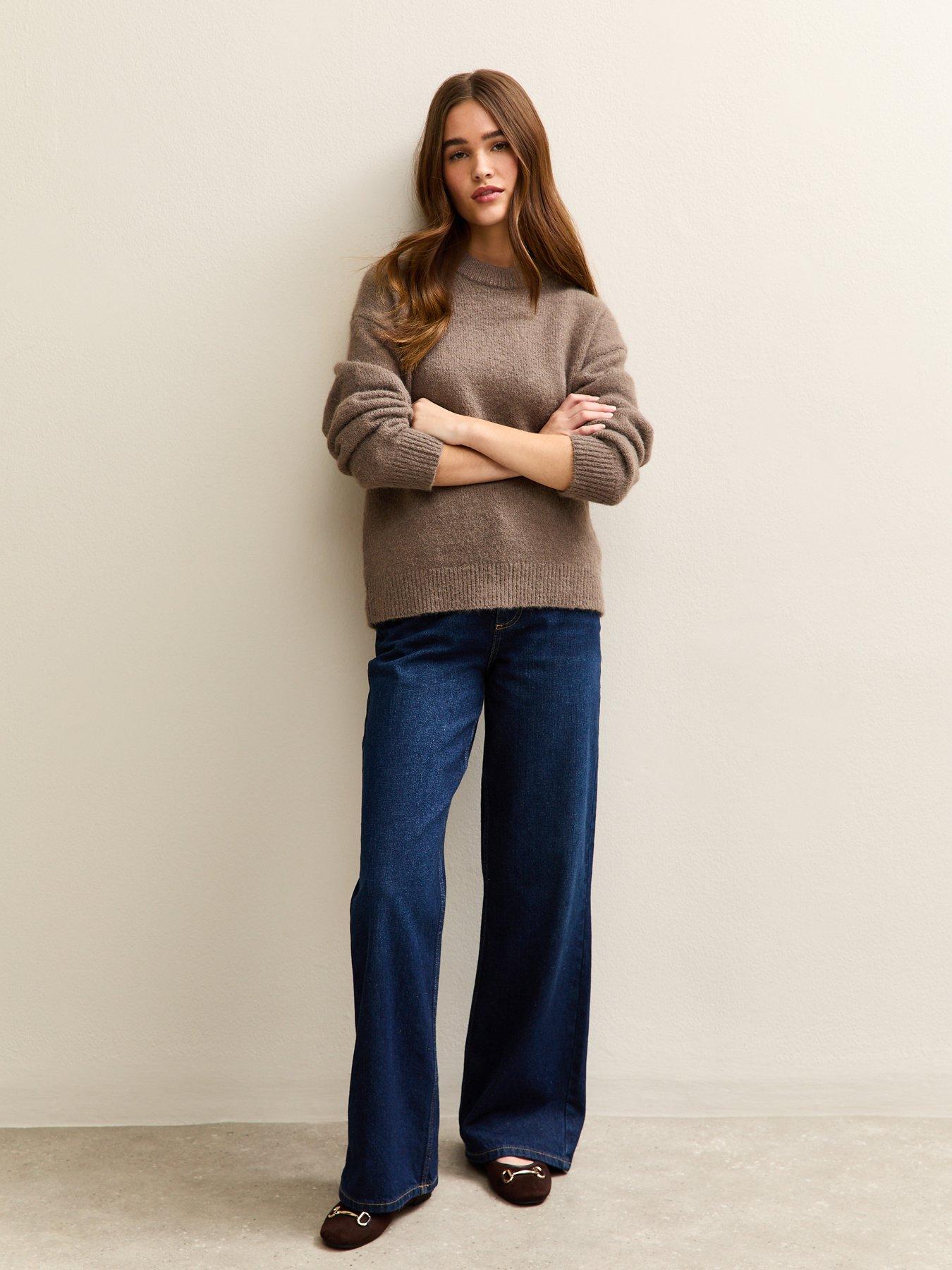 new-look-crew-neck-oversized-textured-knit-jumper-mink-brownback