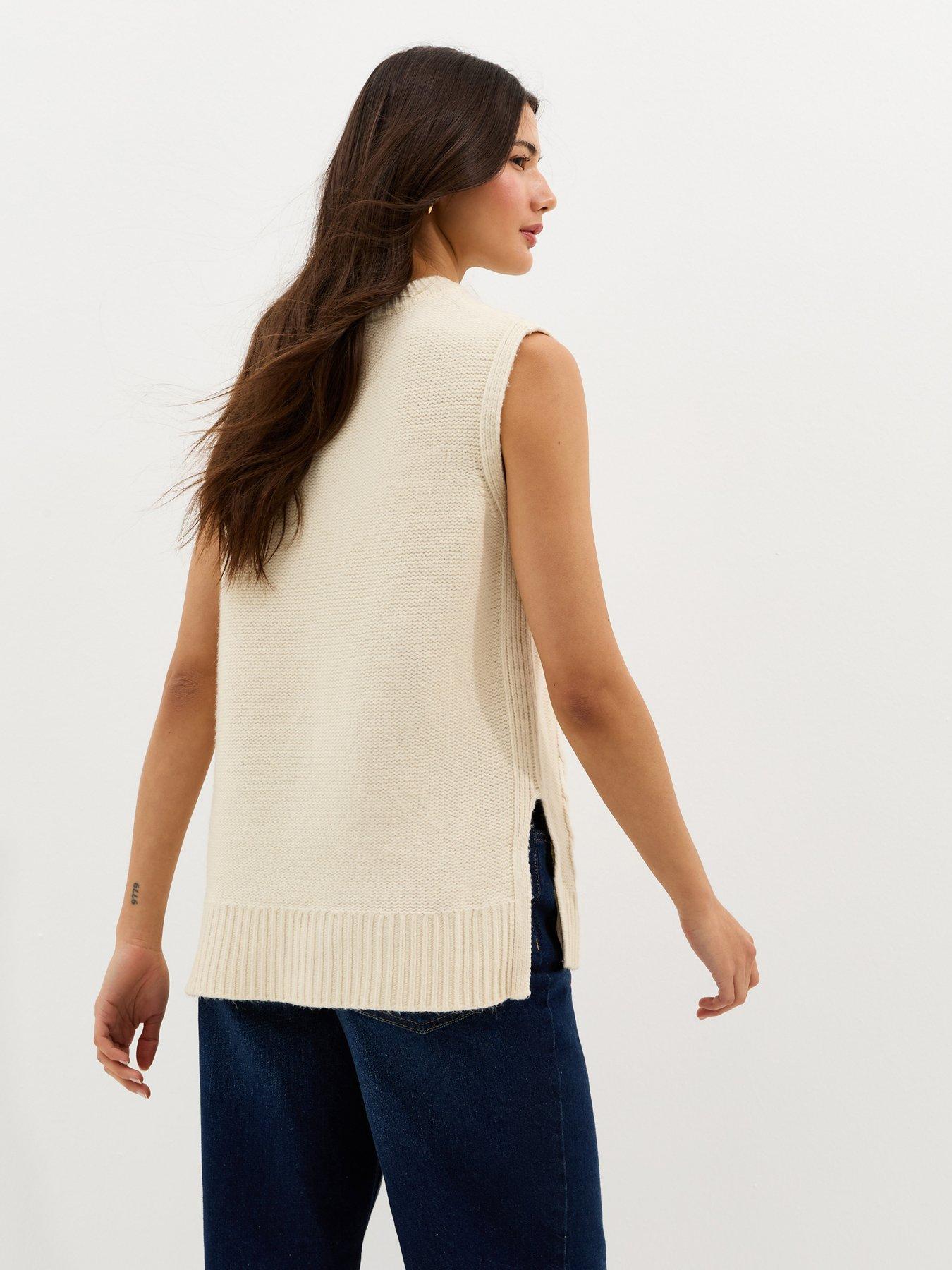 Image 2 of 5 of New Look Cable Knit Longline Tabard - Cream