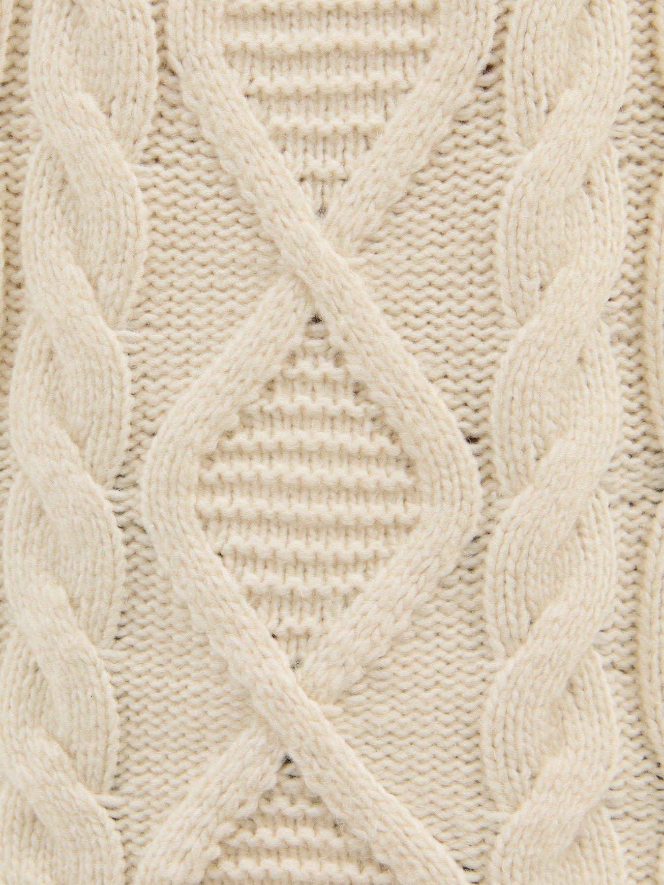 Image 5 of 5 of New Look Cable Knit Longline Tabard - Cream