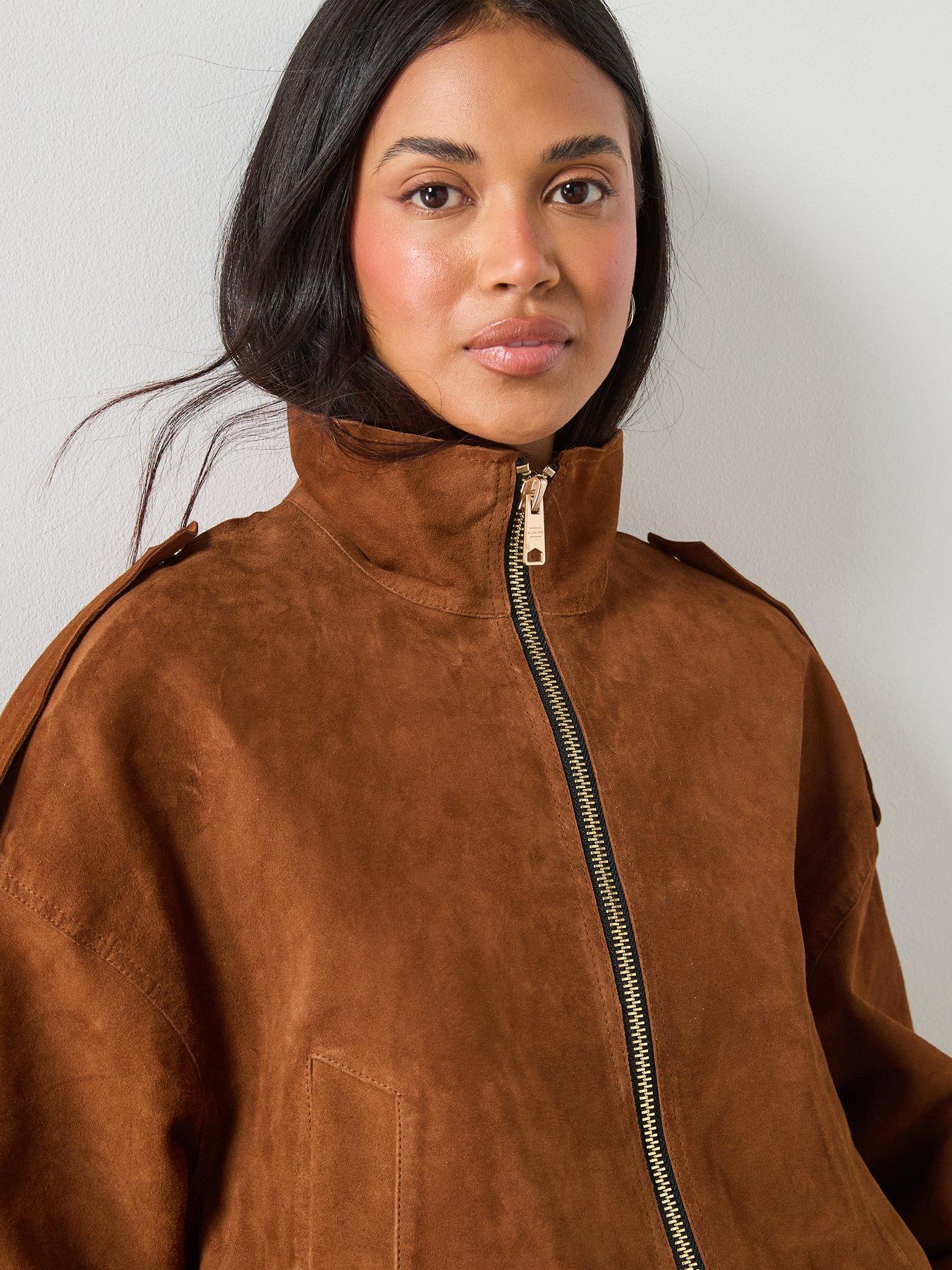 allsaints-lowden-suede-cropped-jacket-cognac-brownoutfit
