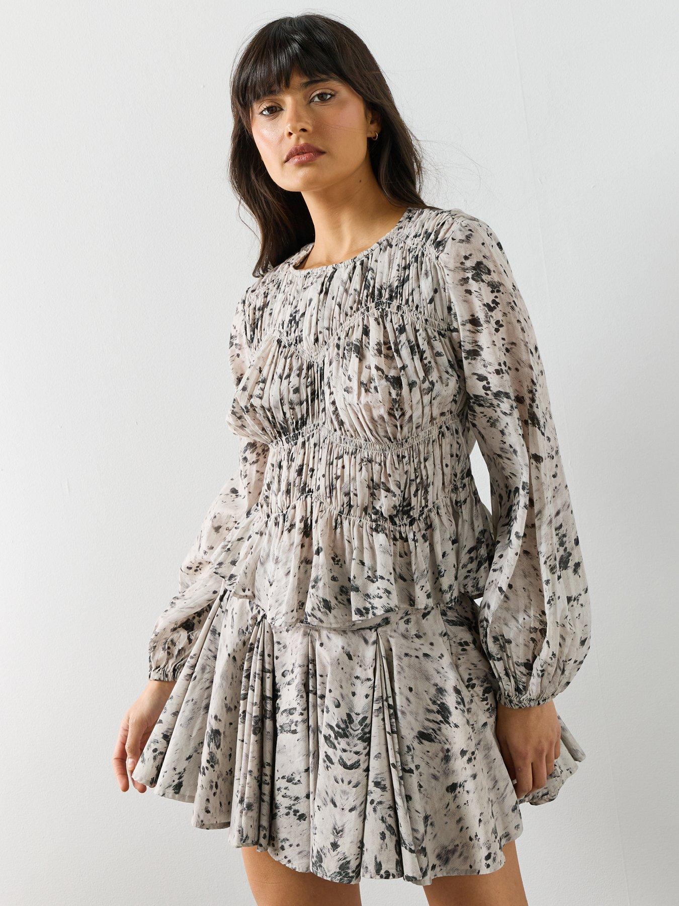 AllSaints Melani Round Neck Garthered Top - Canter Ecru