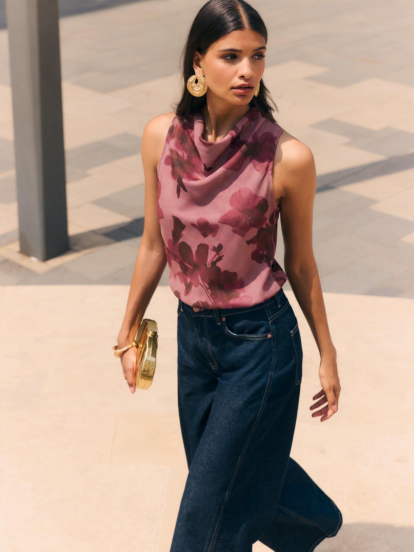 Friends Like These Cowl Neck Floral Print Top - Pink