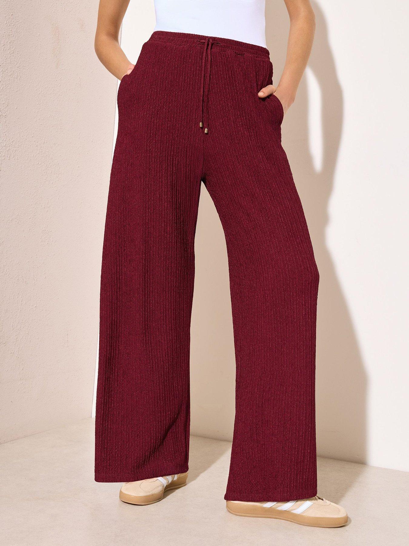 friends-like-these-ripple-textured-trousers-berry-red