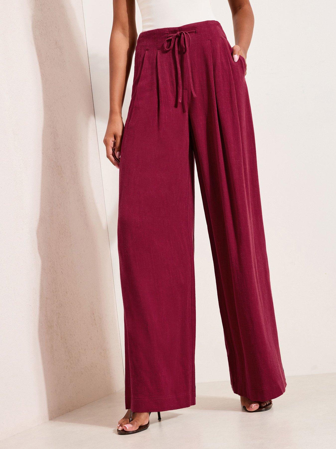 Friends Like These Tie Front Linen Palazzo Trousers - Red