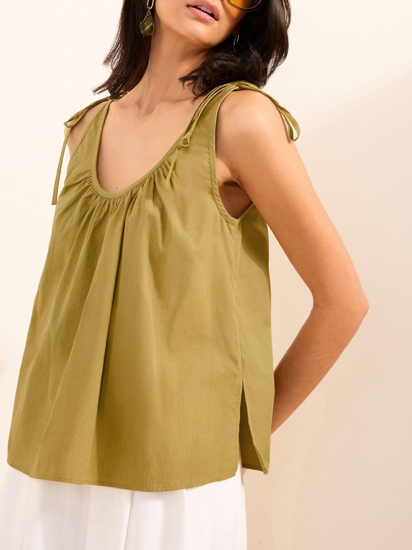 Friends Like These Poplin Tie Shoulder Cami - Green