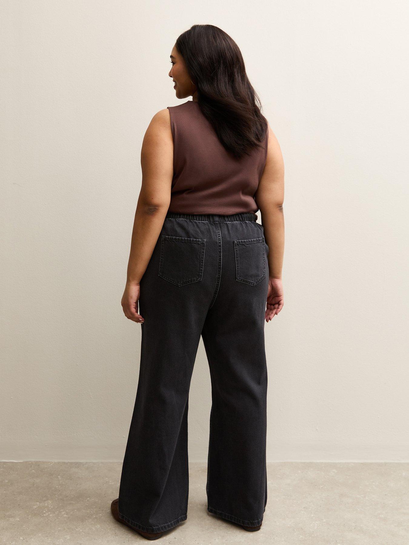 new-look-curves-elasticated-waist-pull-on-wide-leg-jeans-blackstillFront