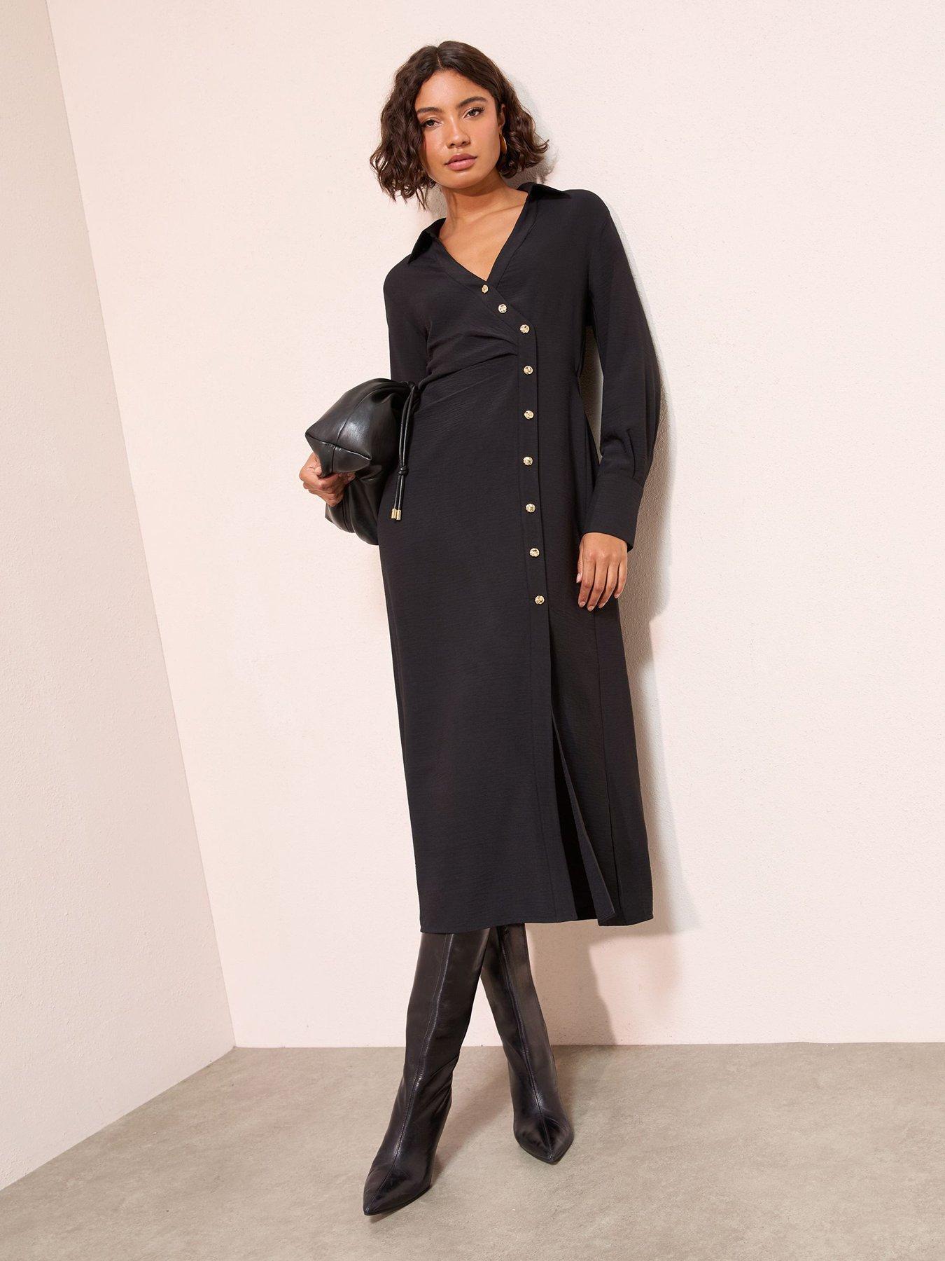 friends-like-these-side-button-midi-shirt-dress-blackback