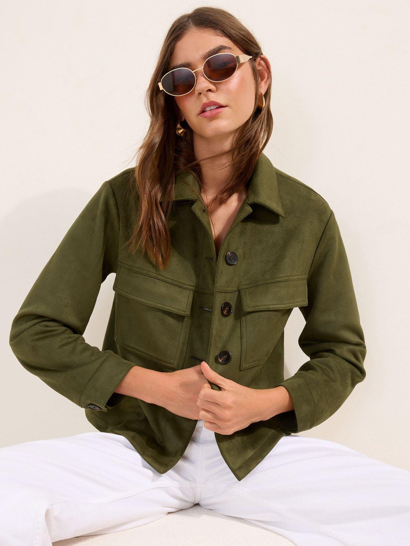 Image 1 of 5 of Friends Like These Suedette Boxy Jacket - Green