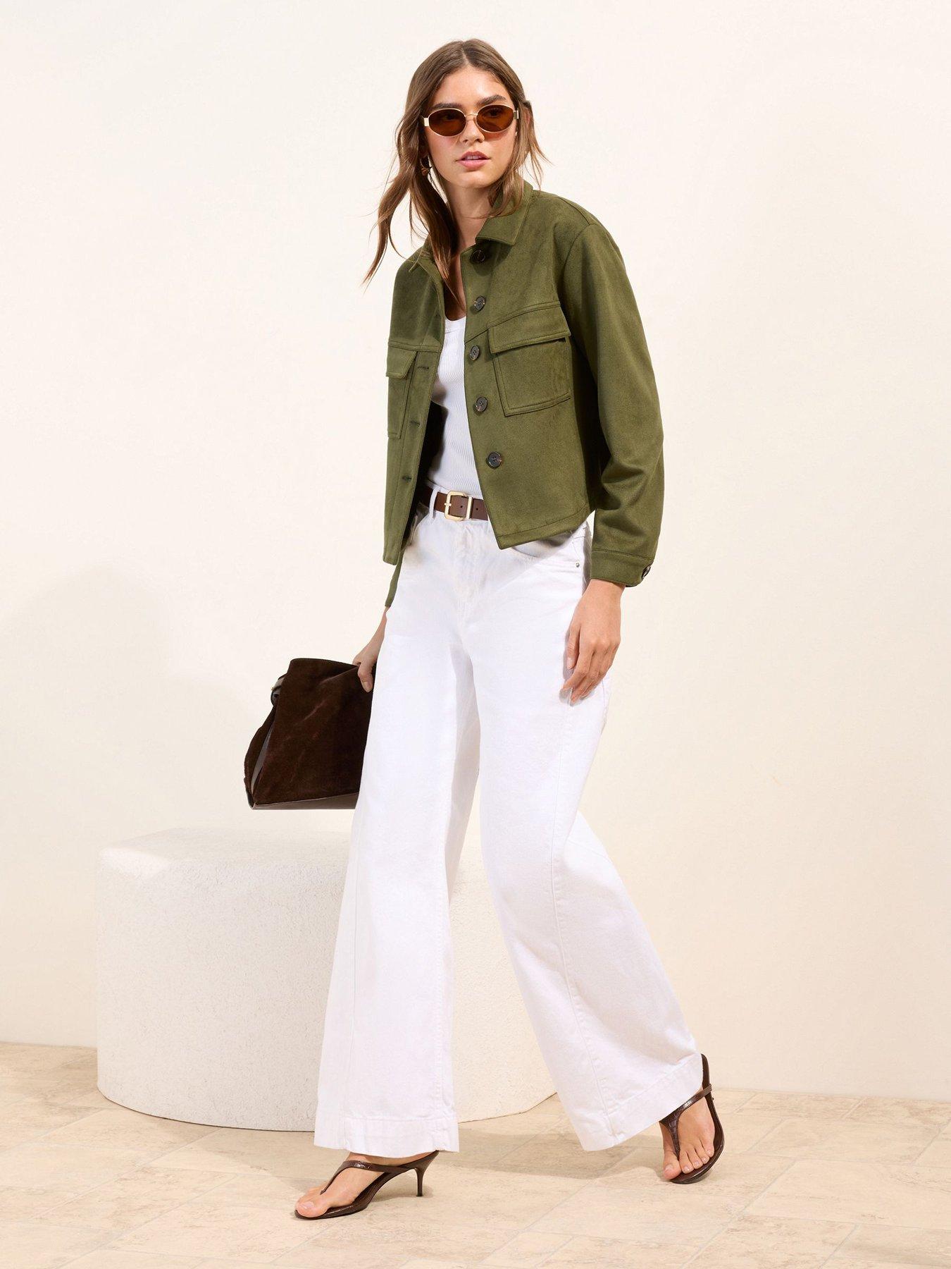 Image 3 of 5 of Friends Like These Suedette Boxy Jacket - Green