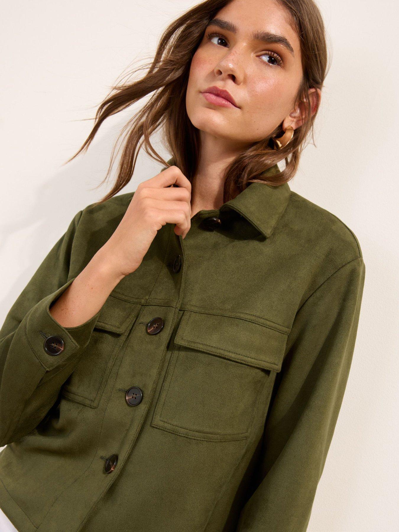 Image 5 of 5 of Friends Like These Suedette Boxy Jacket - Green