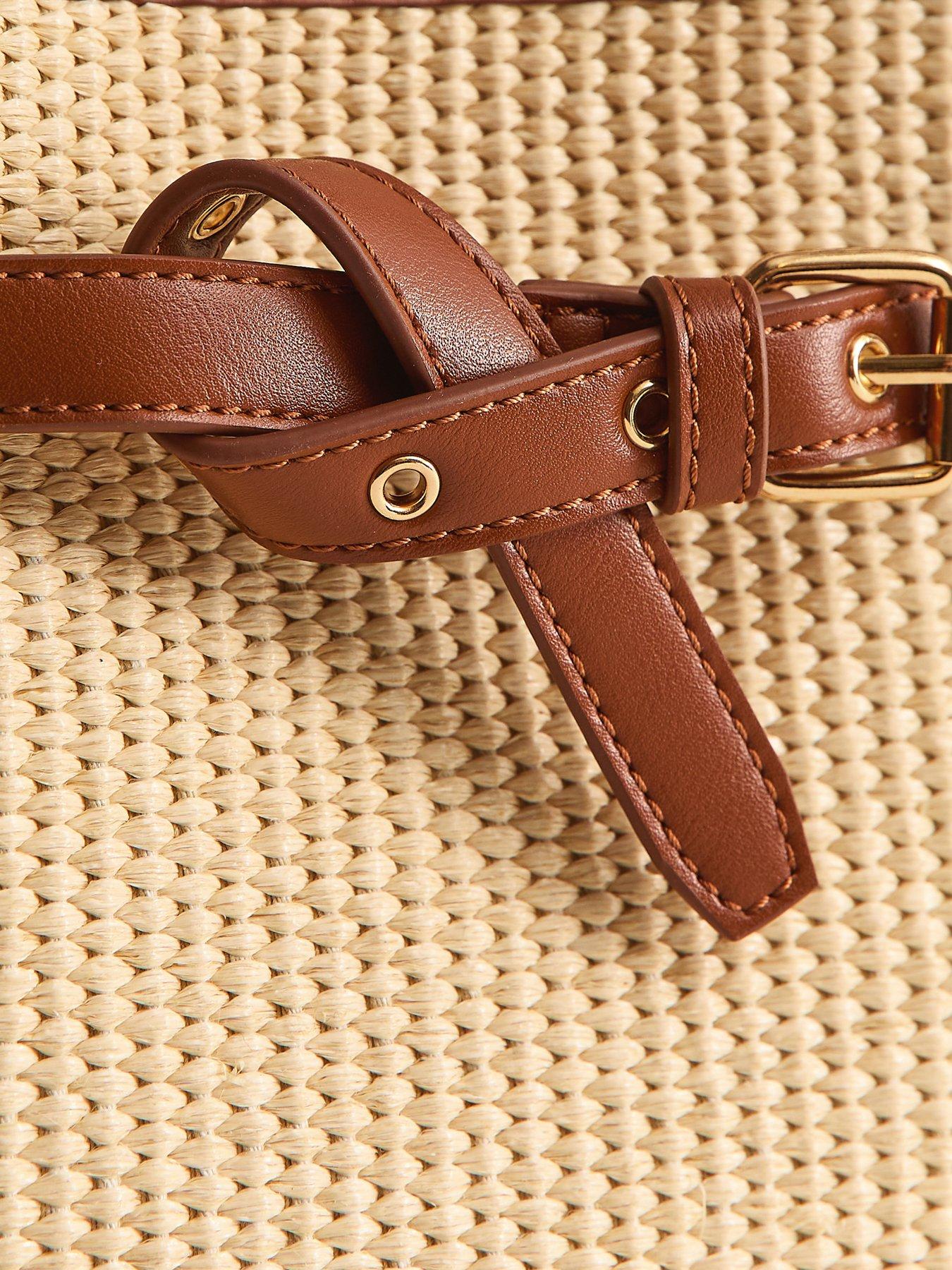 Image 3 of 5 of New Look Stone Belted Woven Bucket Bag