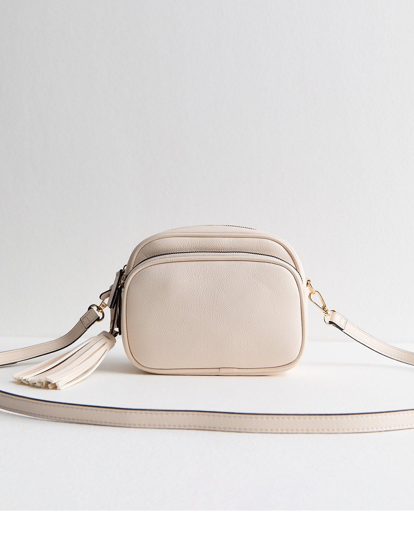 New Look Faux Leather Tassel Crossbody Camera Bag - White