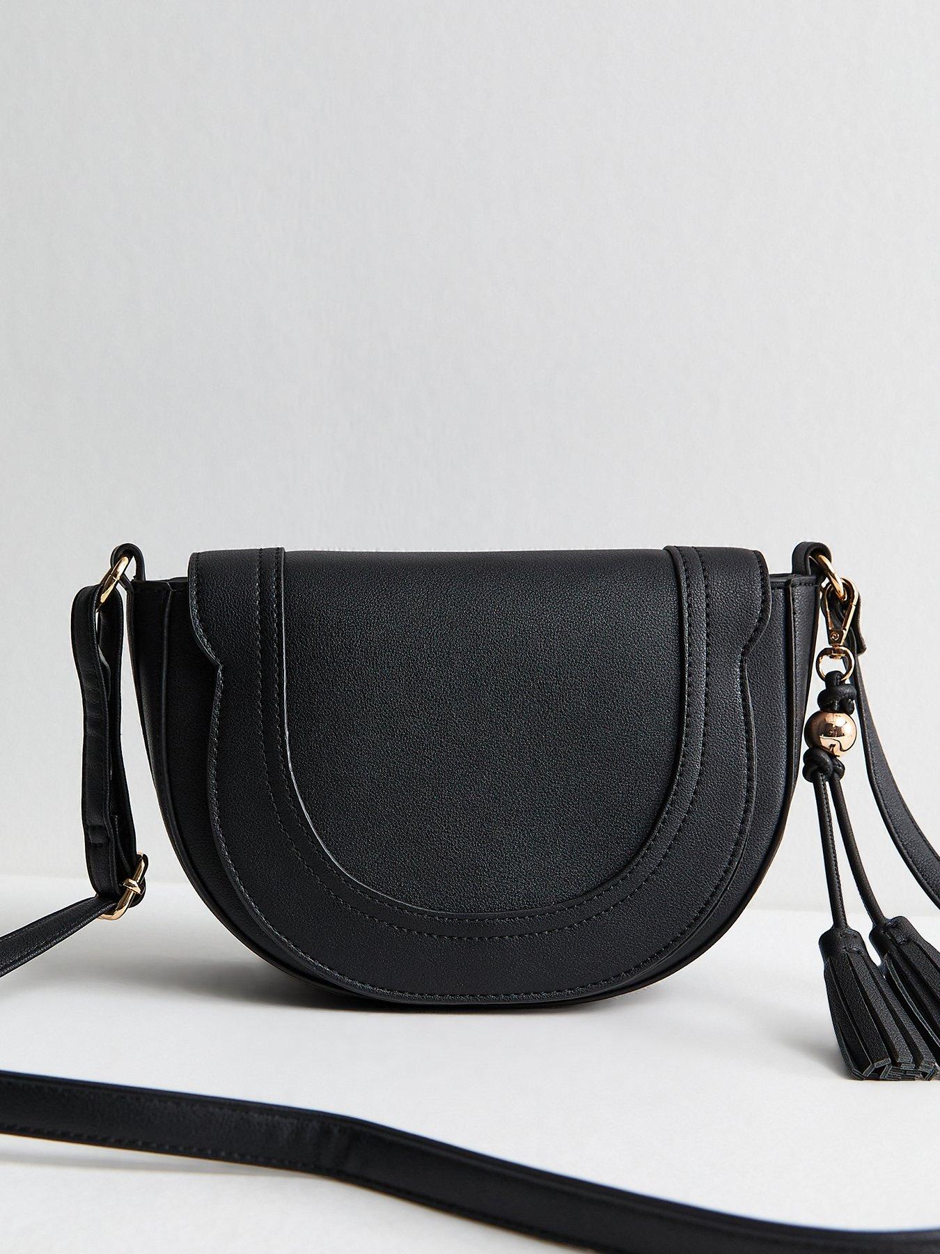 New Look Black Faux Leather Saddle Crossbody Bag