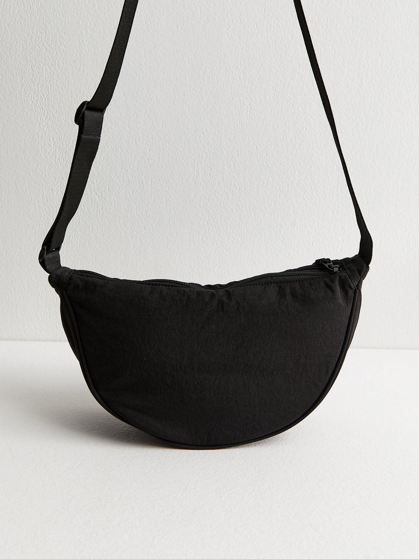 Image 2 of 4 of New Look Plain Curved Crossbody Bag - Black