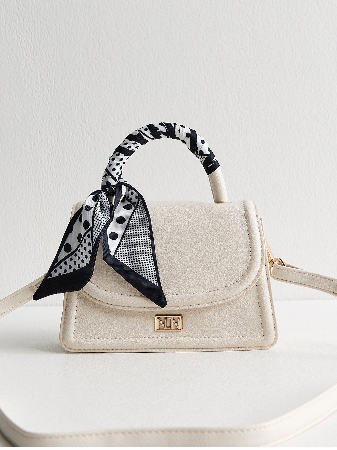 New Look White Faux Leather Scarf Top Handle Bag