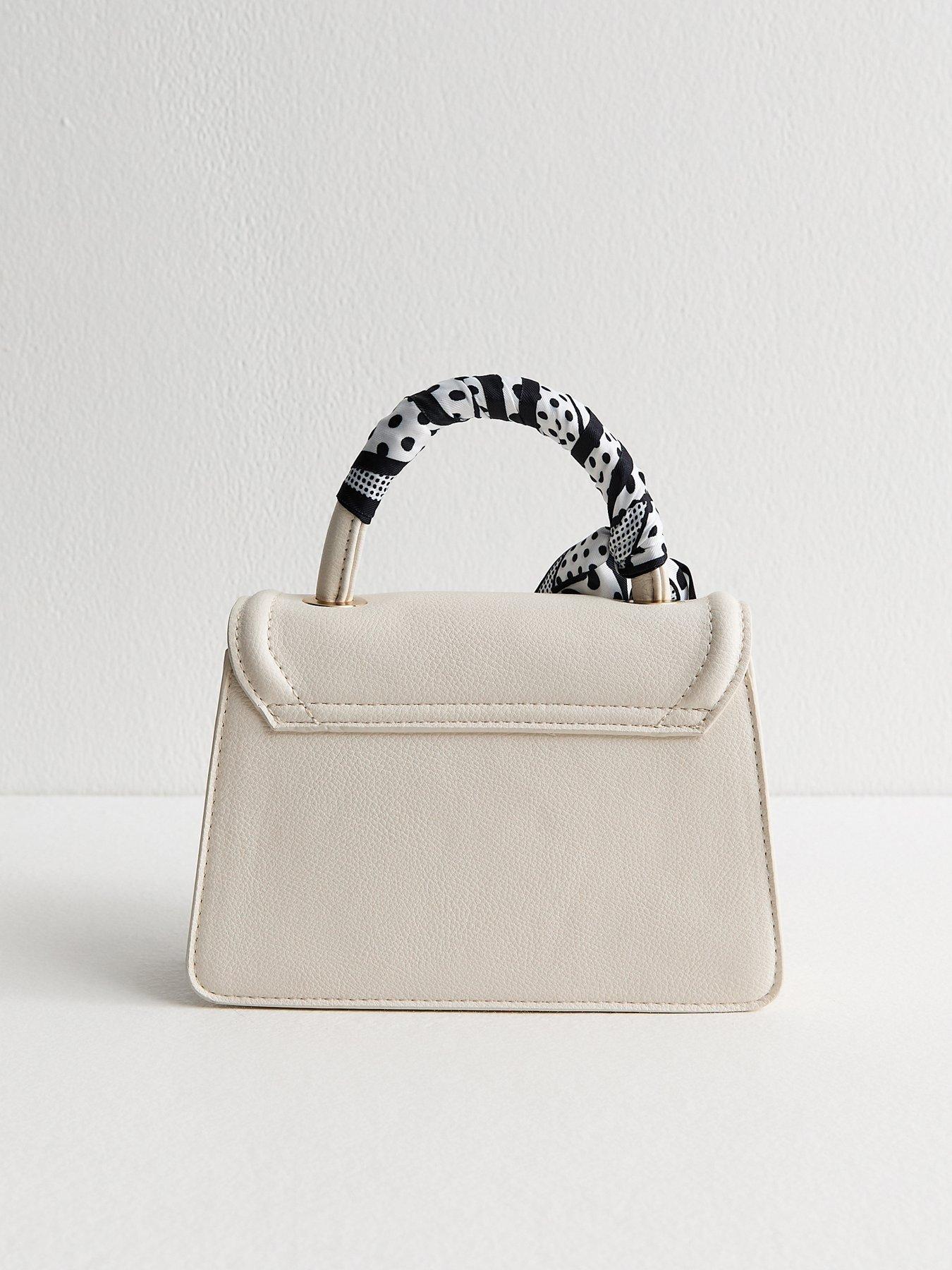 Image 3 of 5 of New Look Faux Leather Scarf Top Handle Bag - White