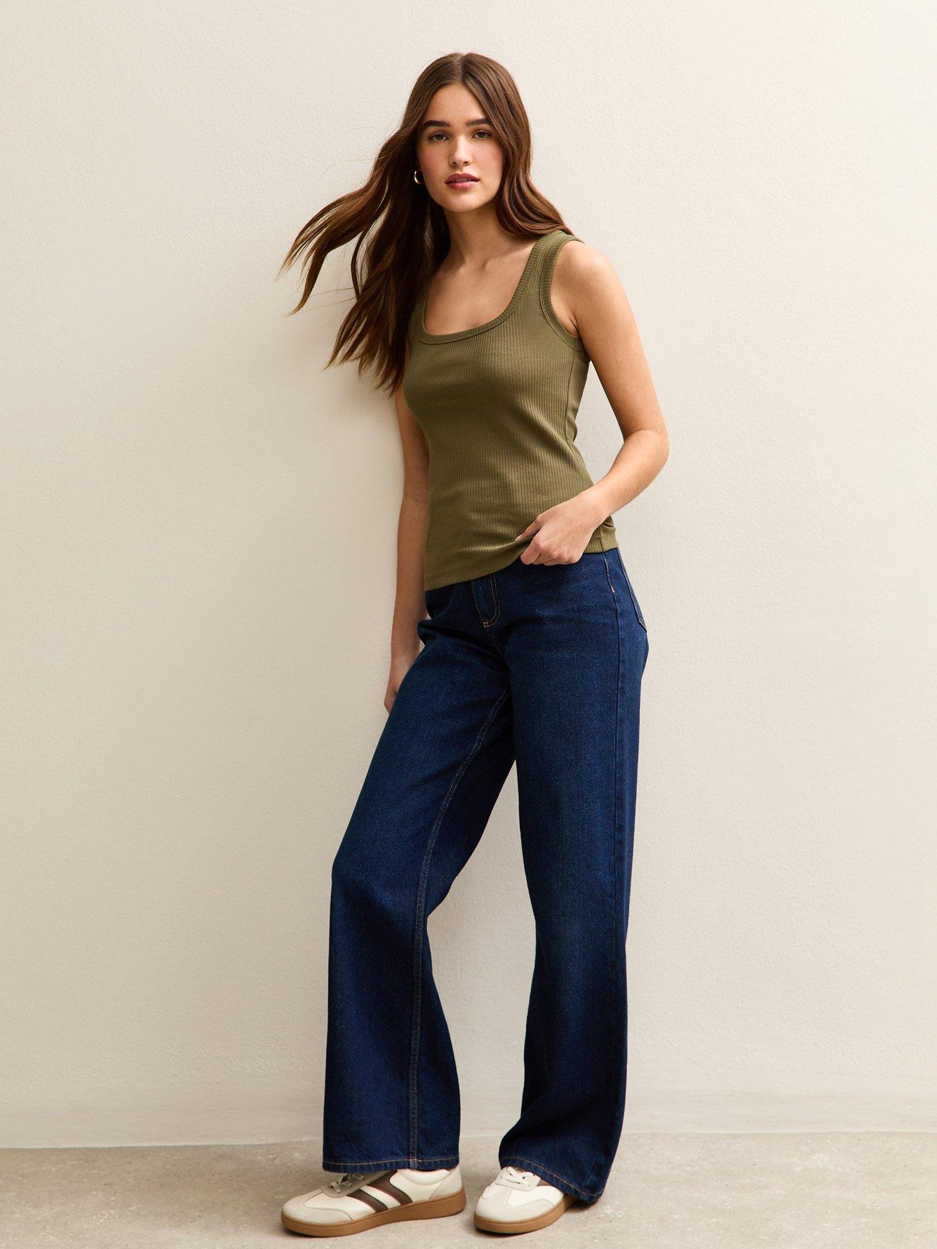 new-look-dark-khaki-square-neck-vest-top-greenoutfit