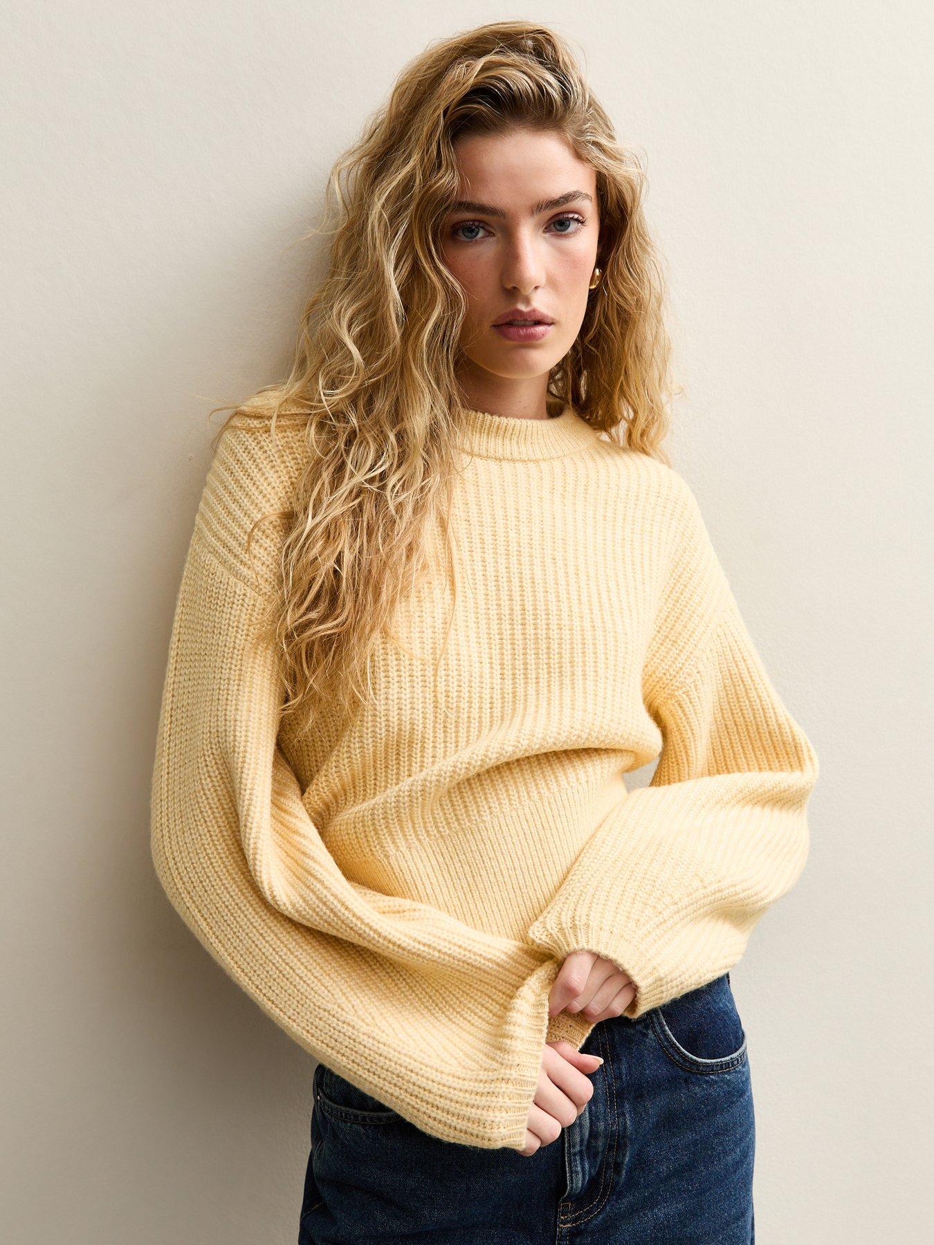new-look-ribbed-knit-long-sleeve-jumper-yellow