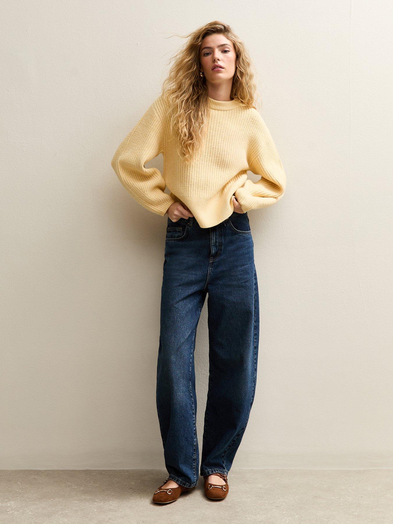 new-look-ribbed-knit-long-sleeve-jumper-yellowback
