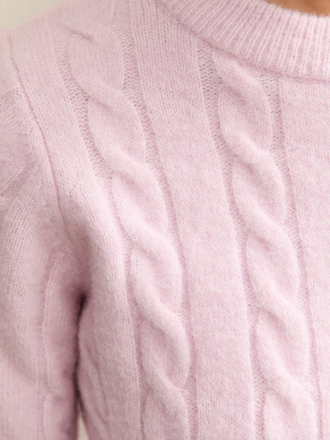 Image 5 of 5 of New Look Cable Knit Crew Neck Jumper - Light Pink