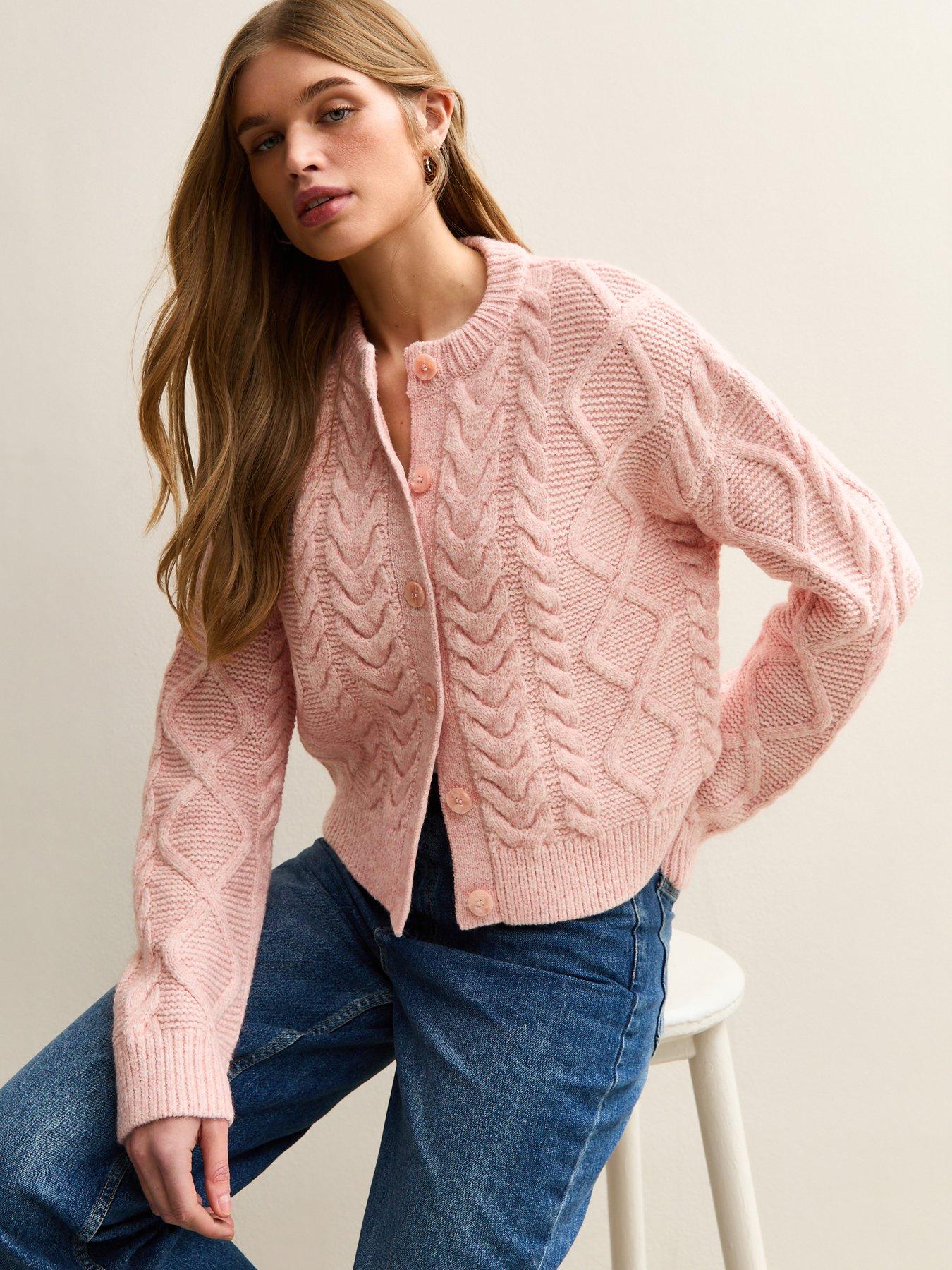 new-look-cable-knit-cardigan-pink