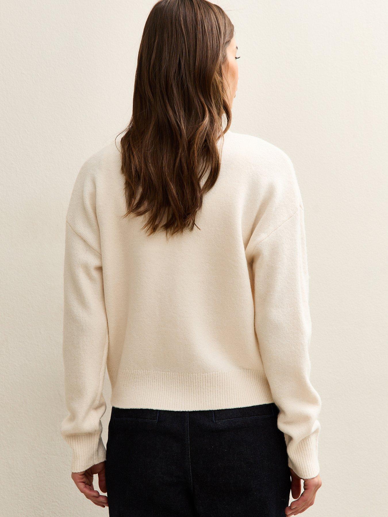 Image 2 of 5 of New Look Cream 3d Floral Knitted Cardigan