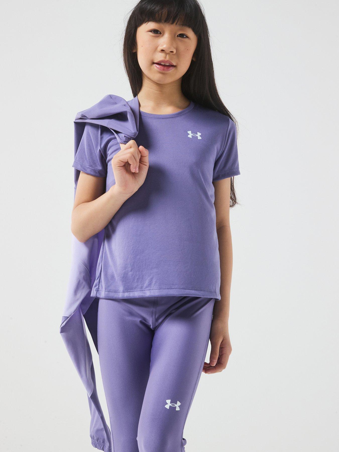 UNDER ARMOUR Junior Girls Training Tech Short Sleeve Crew Neck T-Shirt - Purple