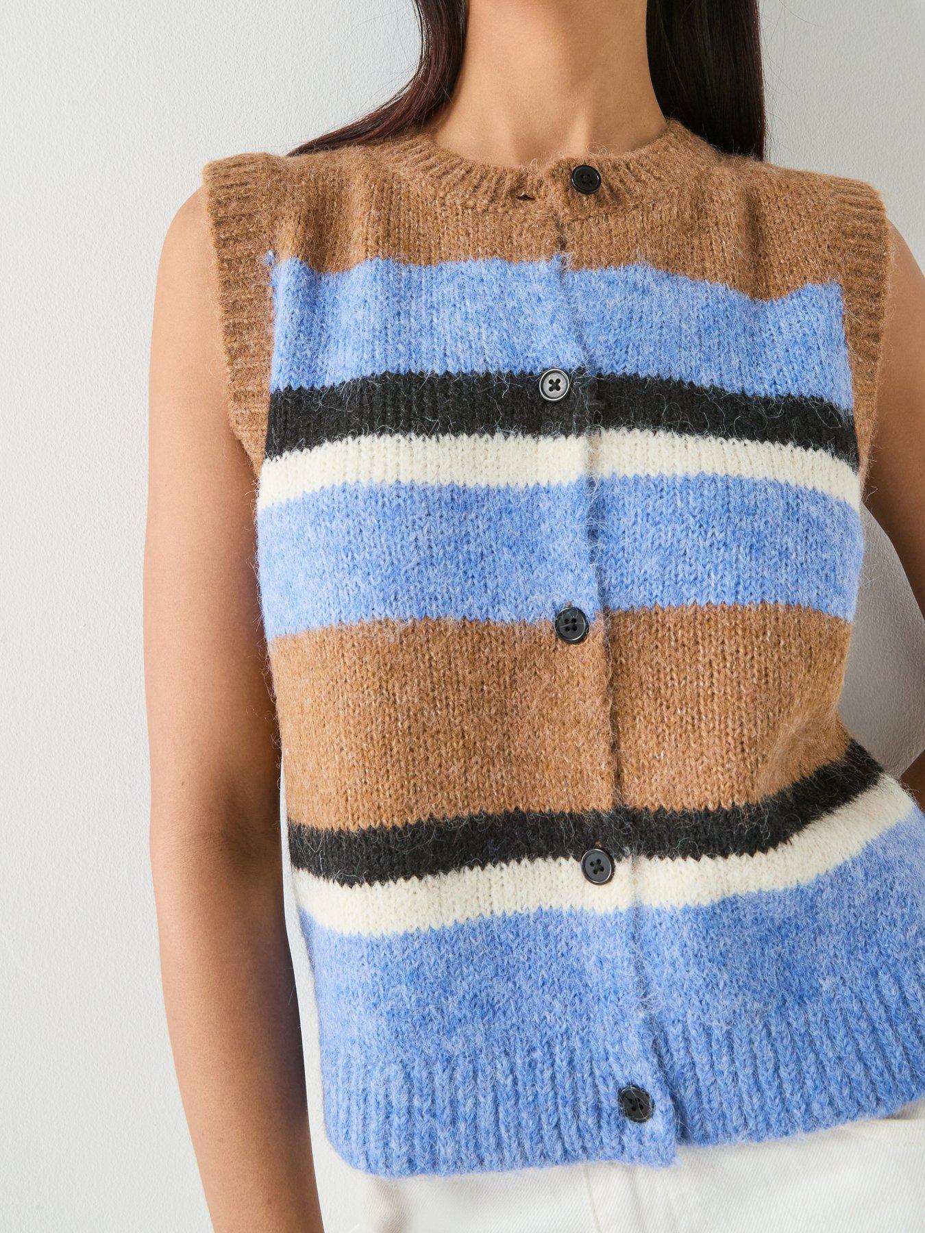 Image 5 of 5 of Only Stripe Button Up Knitted Vest - Multi