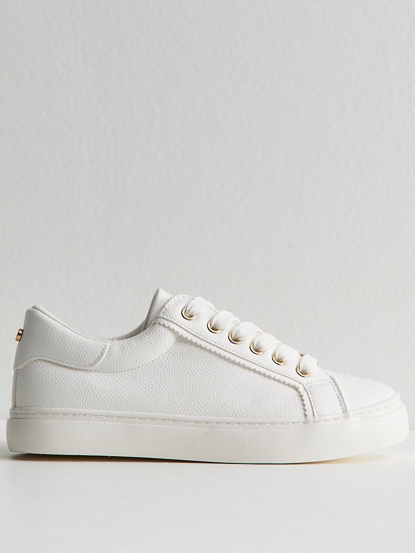 new-look-grained-faux-leather-lace-up-trainers-whitefront