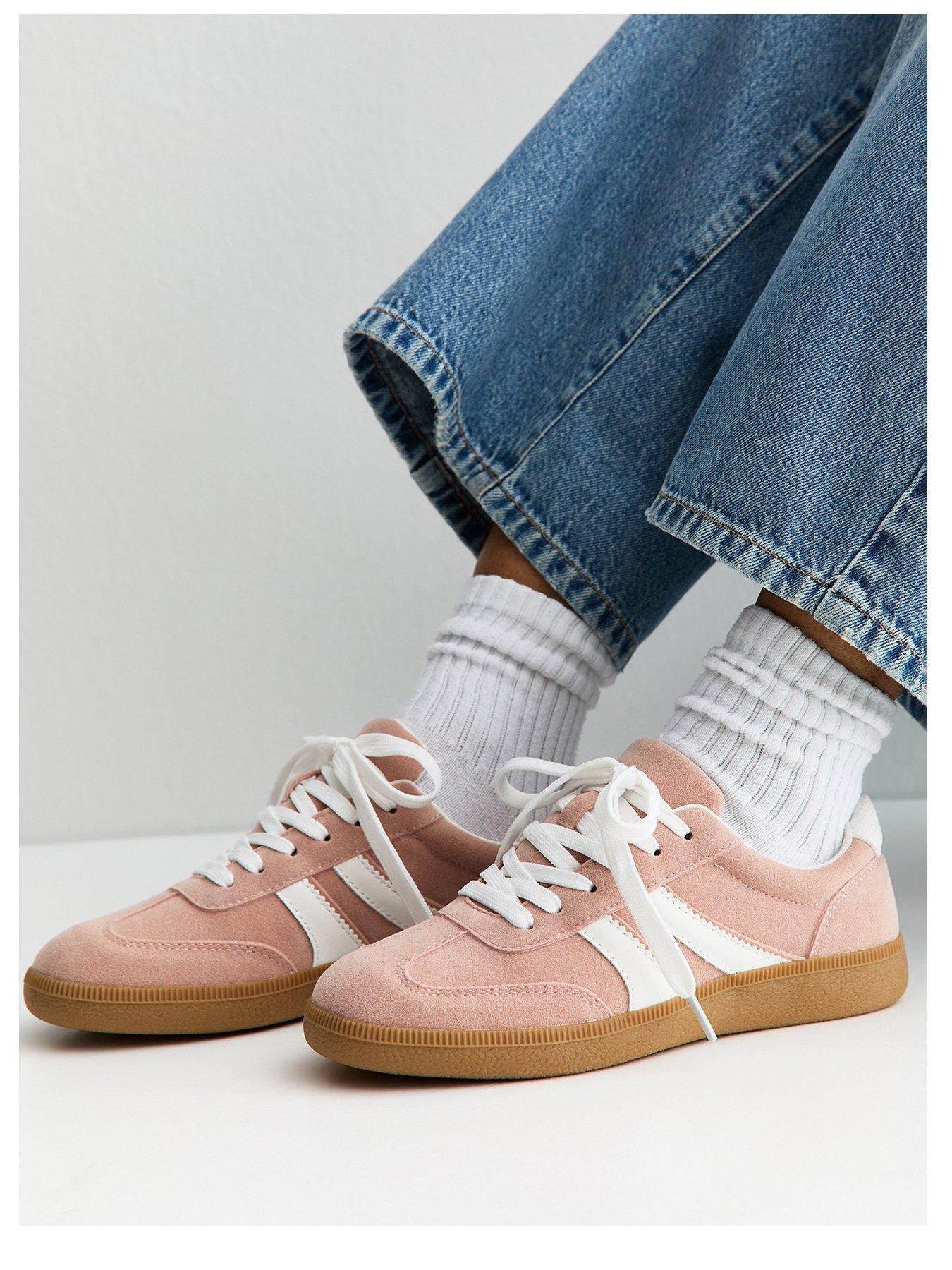 new-look-faux-suede-side-stripe-trainers-light-pinkstillFront