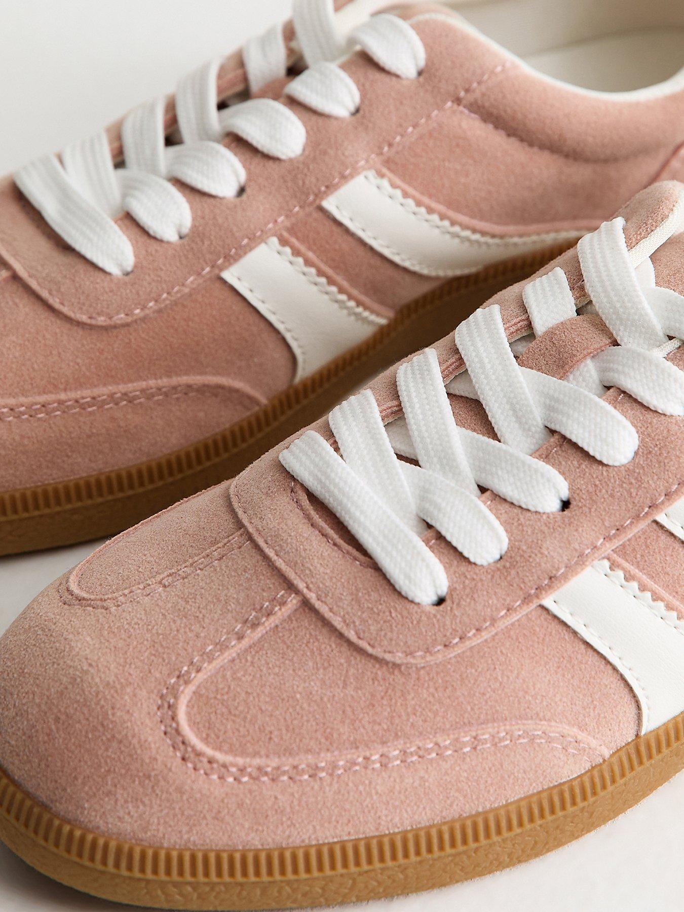 new-look-faux-suede-side-stripe-trainers-light-pinkdetail