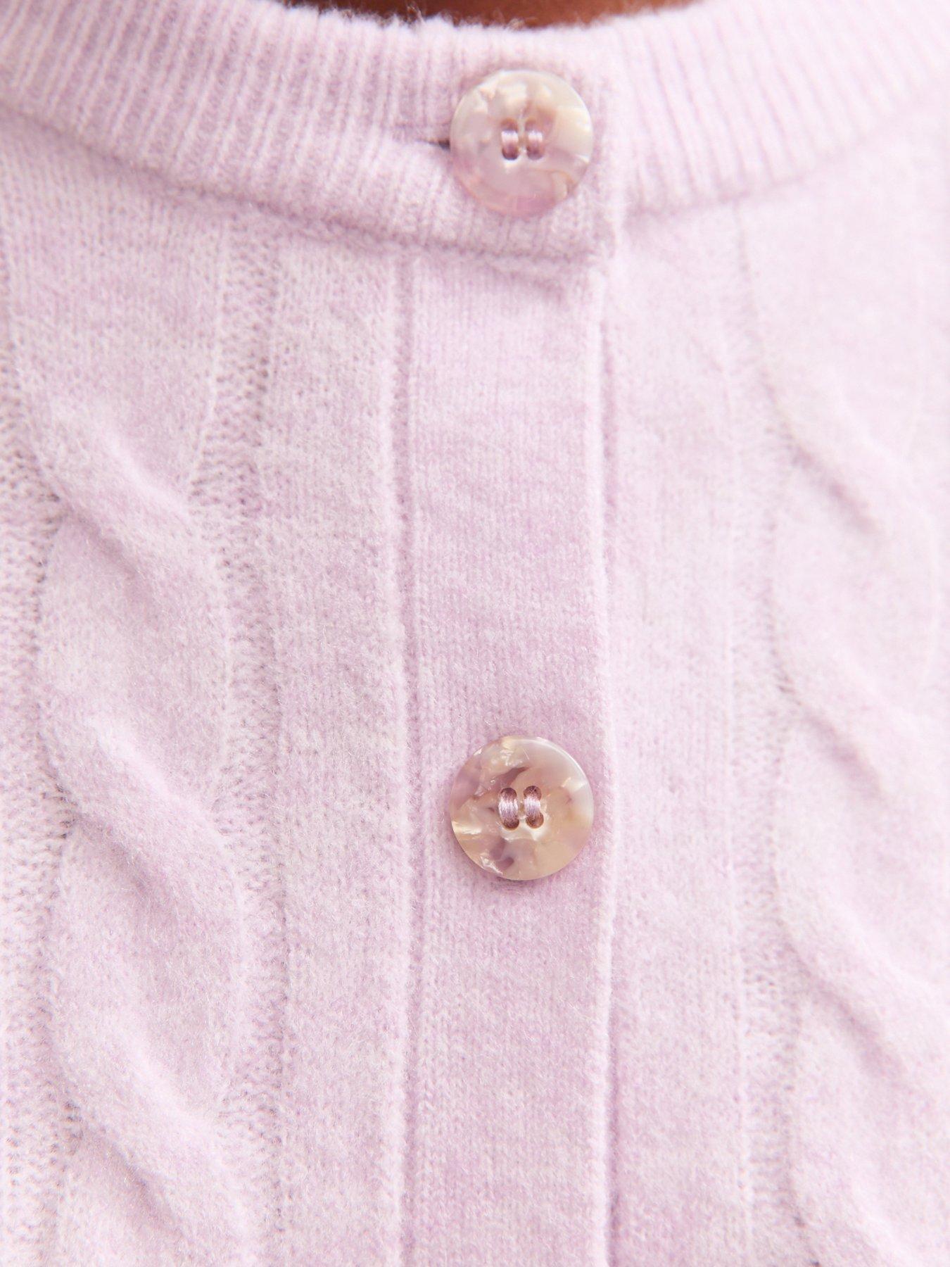 Image 6 of 6 of New Look Cable Knit Cardigan - Lilac
