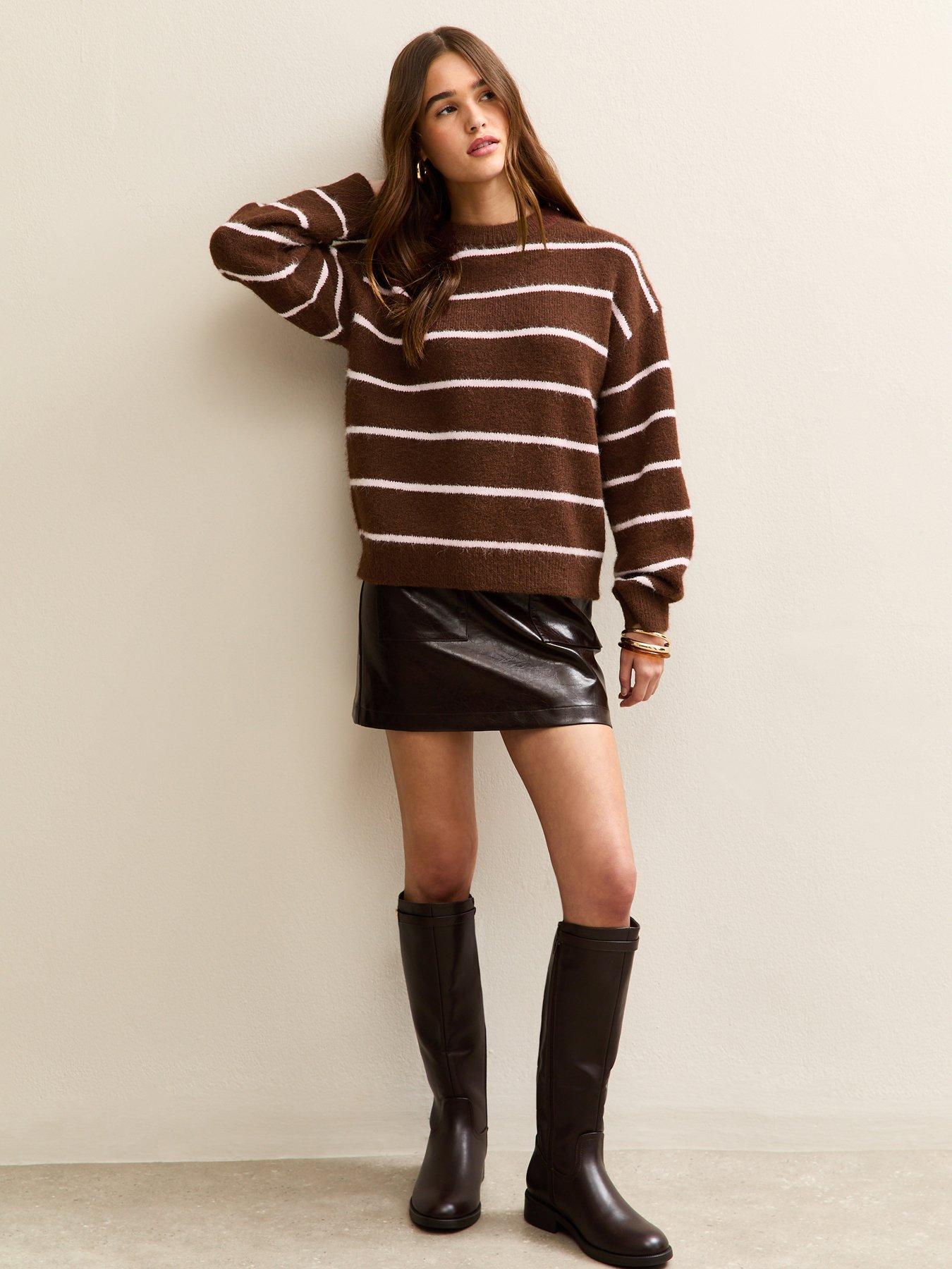 new-look-thin-stripe-midweight-knit-jumper-brownback