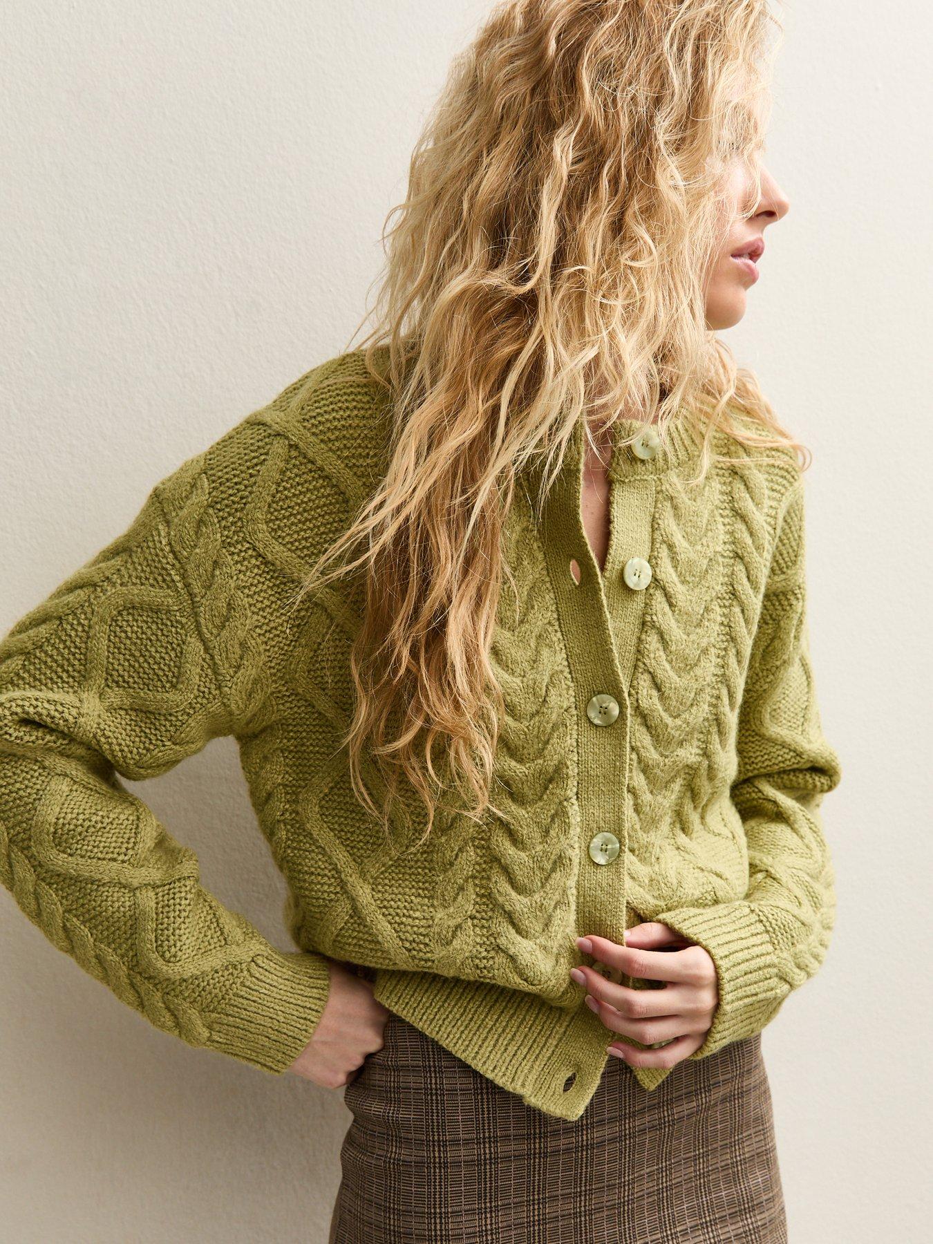 new-look-cable-knit-cardigan-green