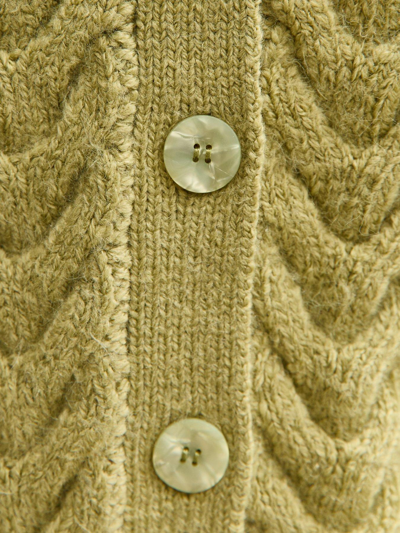 Image 6 of 6 of New Look Cable Knit Cardigan - Green