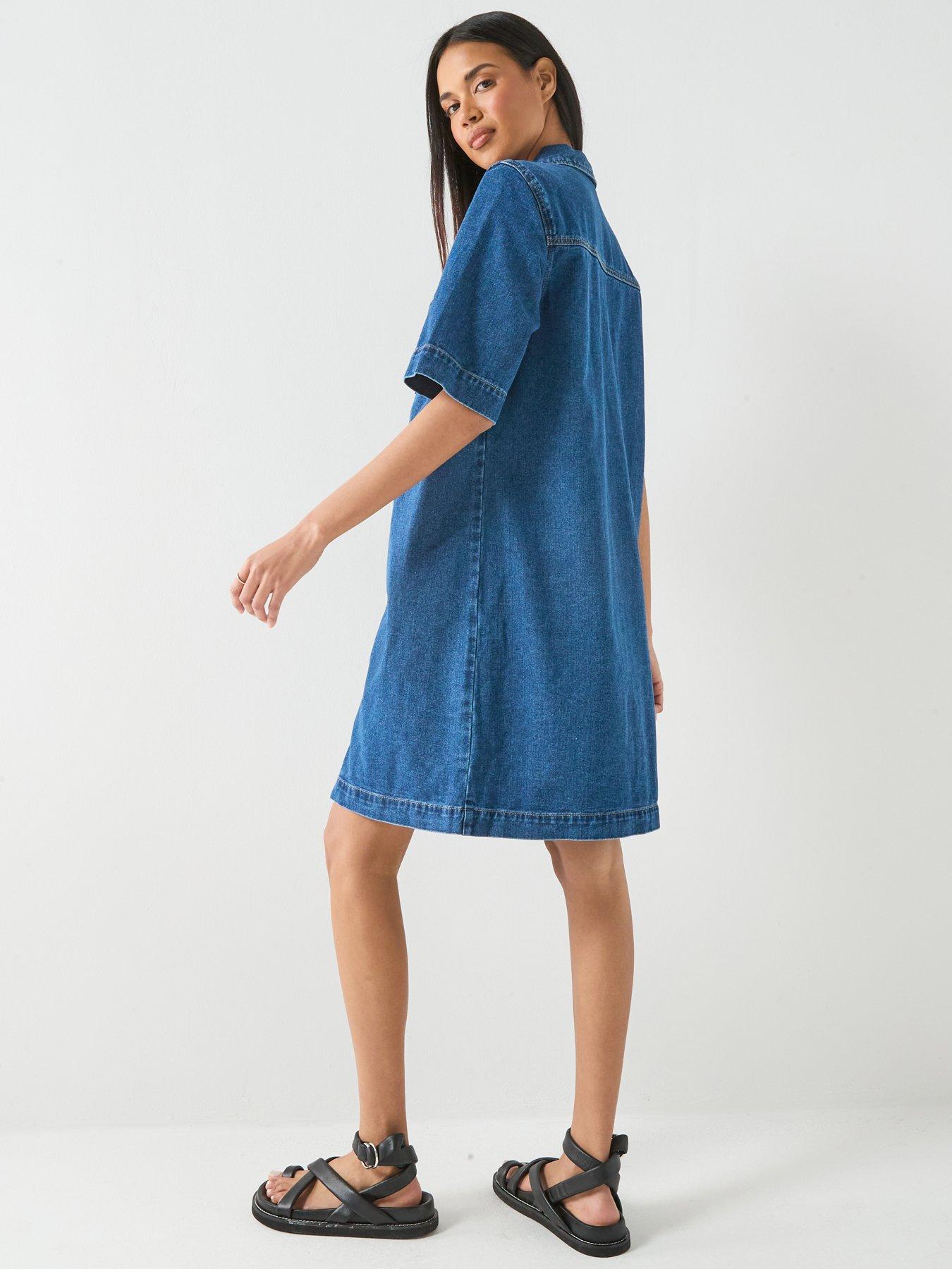 only-belle-short-sleeve-denim-dress-nbsp--bluestillFront